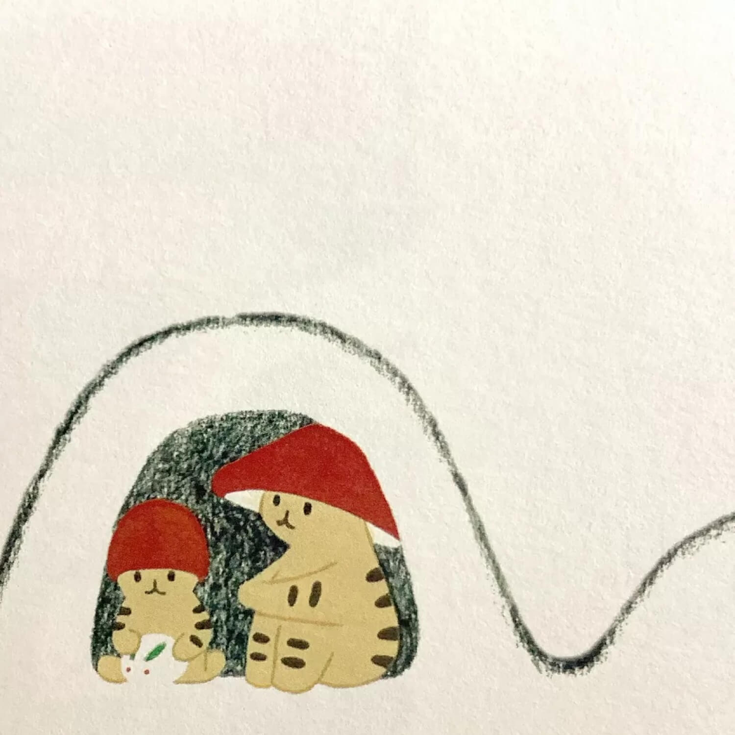 4 legs Postcard - Mushroom Cat Winter