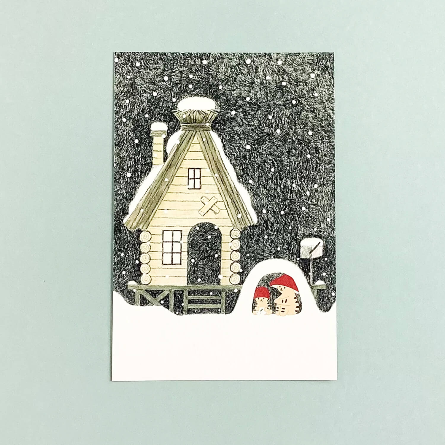 4 legs Postcard - Mushroom Cat Winter
