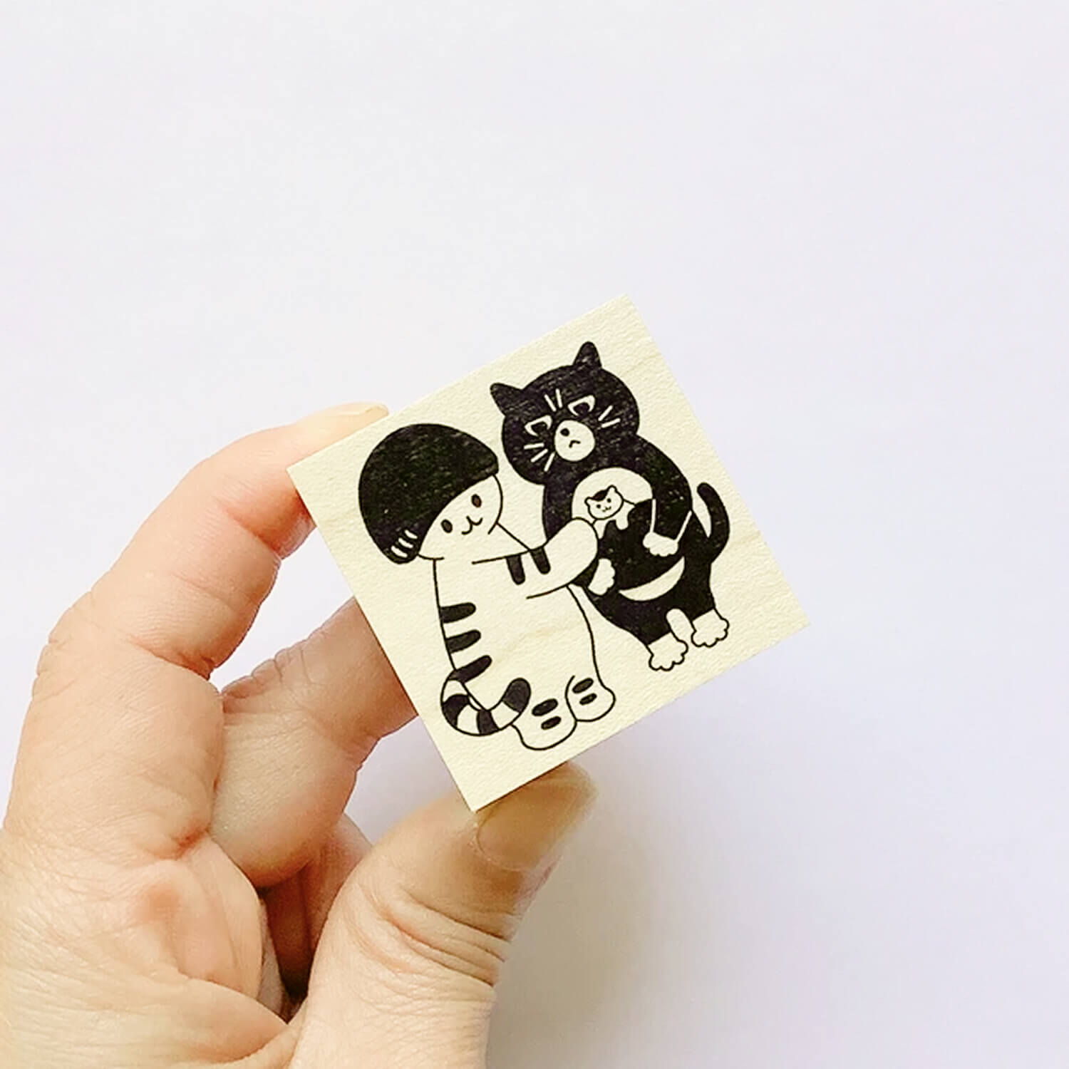 4 legs Rubber Stamp - Mushroom Cat & Cat Friends