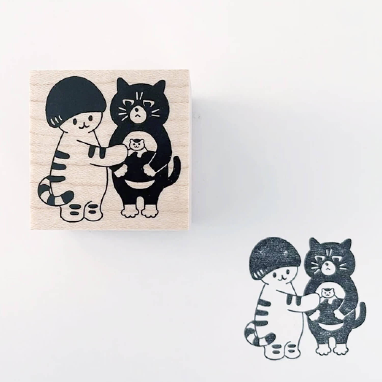 4 legs Rubber Stamp - Mushroom Cat & Cat Friends