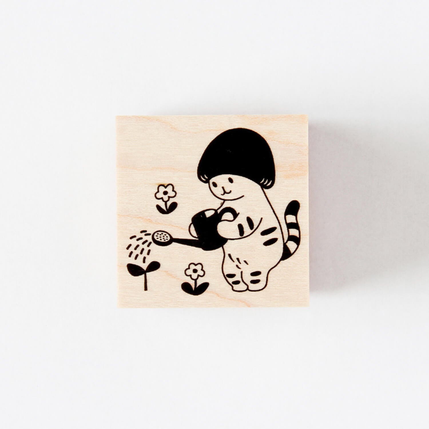 4 legs Rubber Stamp - Mushroom Cat Gardening