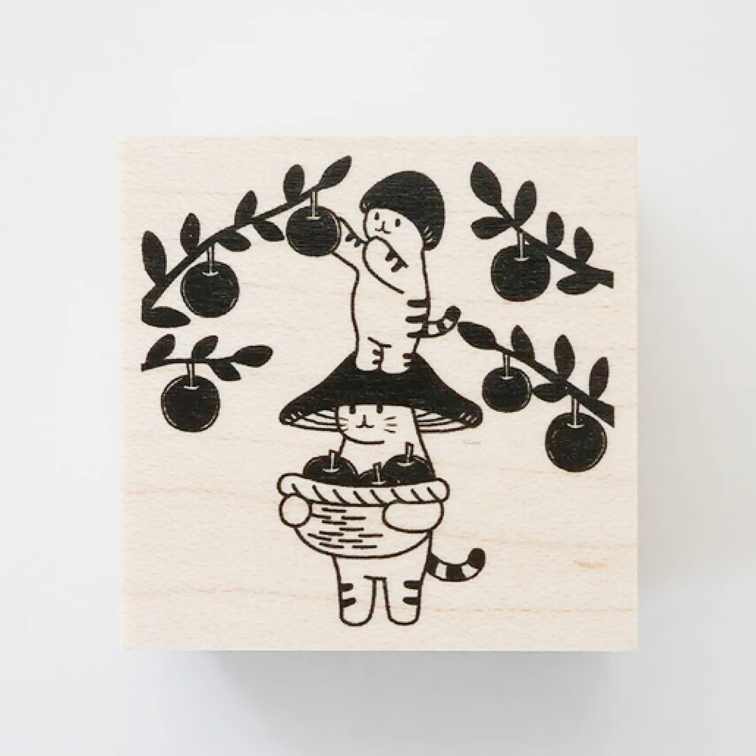 4 legs Rubber Stamp - Mushroom Cat Harvest