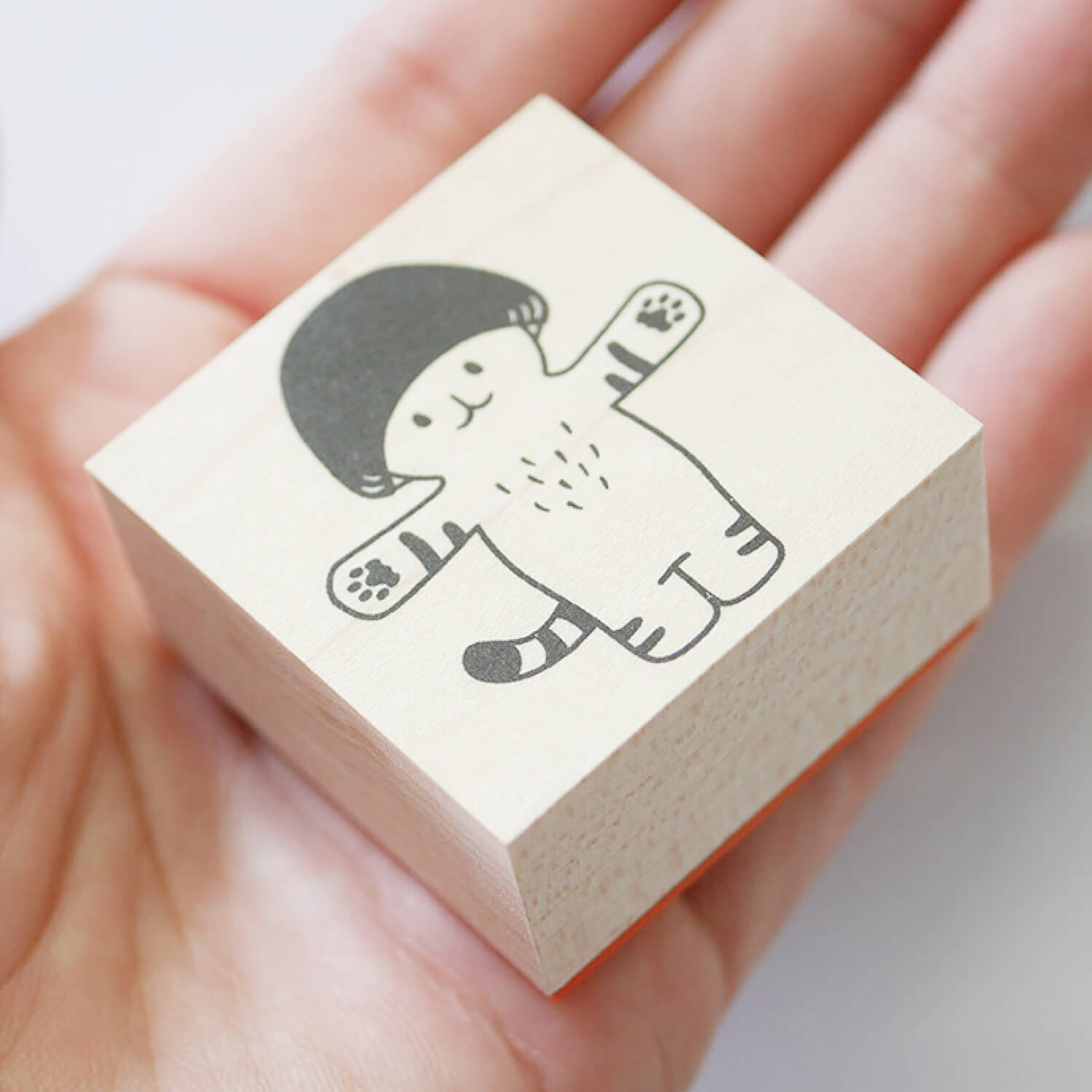 4 legs Rubber Stamp - Mushroom Cat Hug