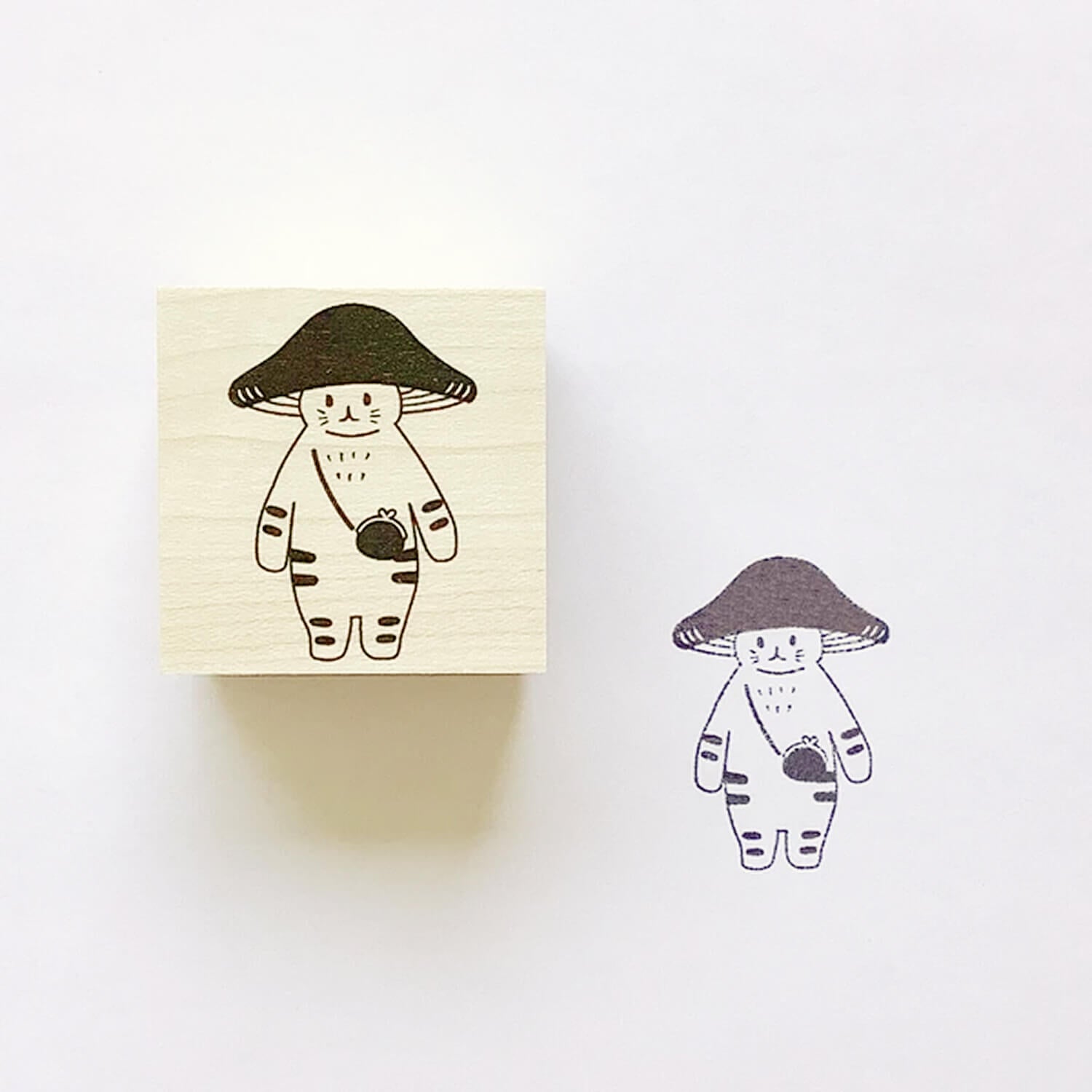 4 legs Rubber Stamp - Mushroom Cat Original