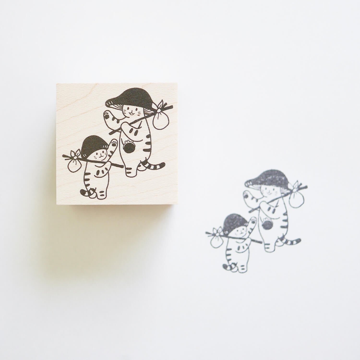 4 legs Rubber Stamp - Mushroom Cat See You Soon
