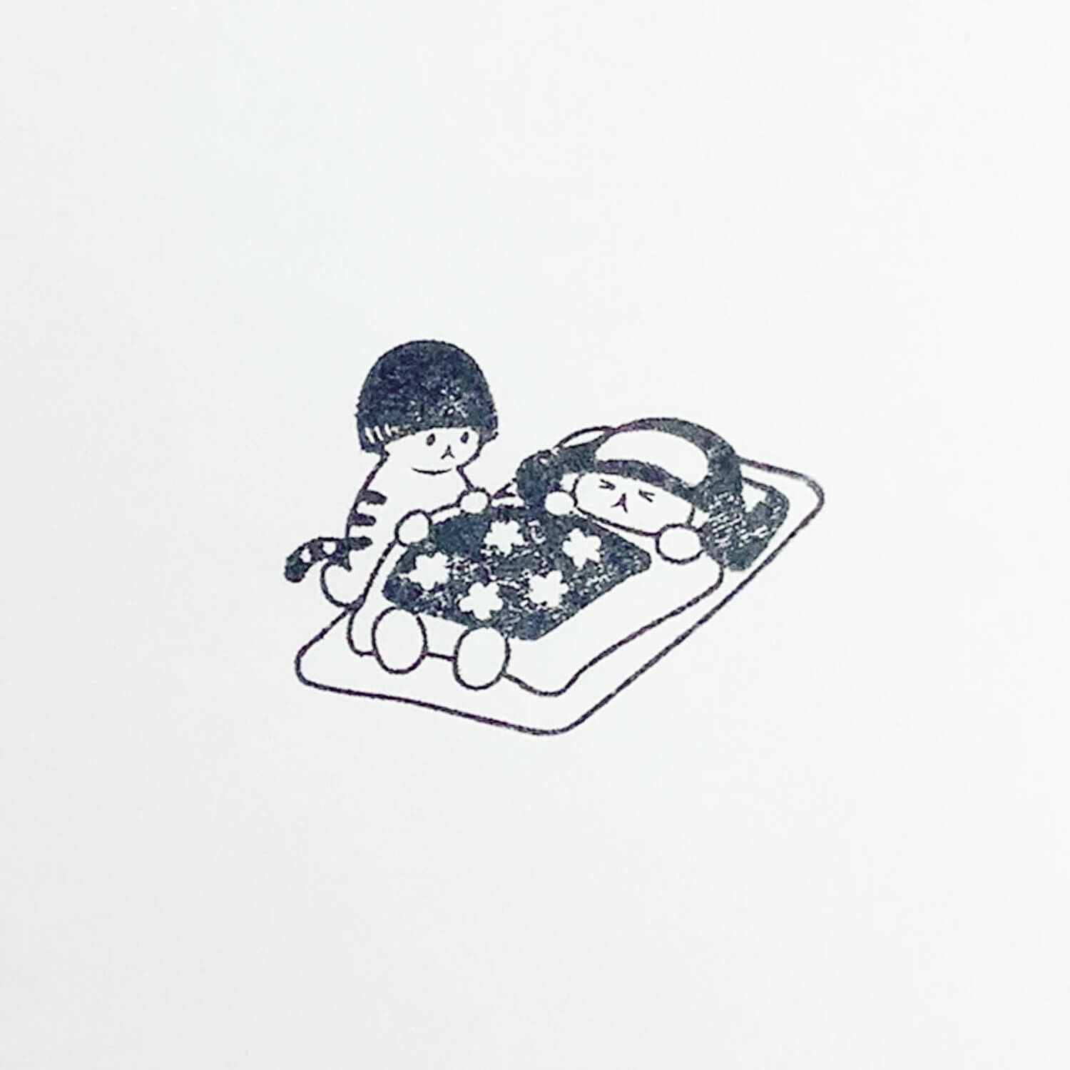 4 legs Rubber Stamp - Mushroom Cat Sick Day