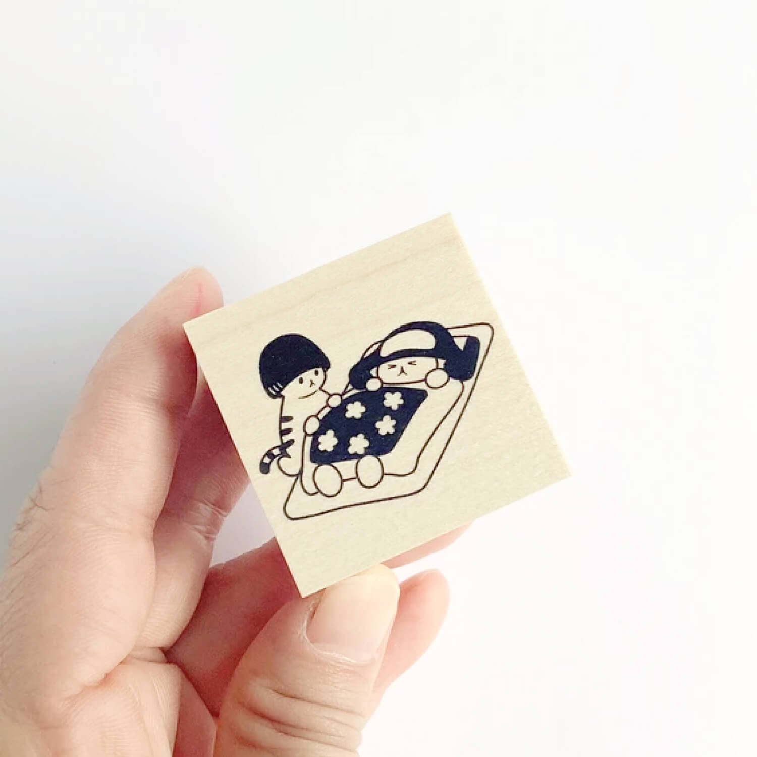 4 legs Rubber Stamp - Mushroom Cat Sick Day