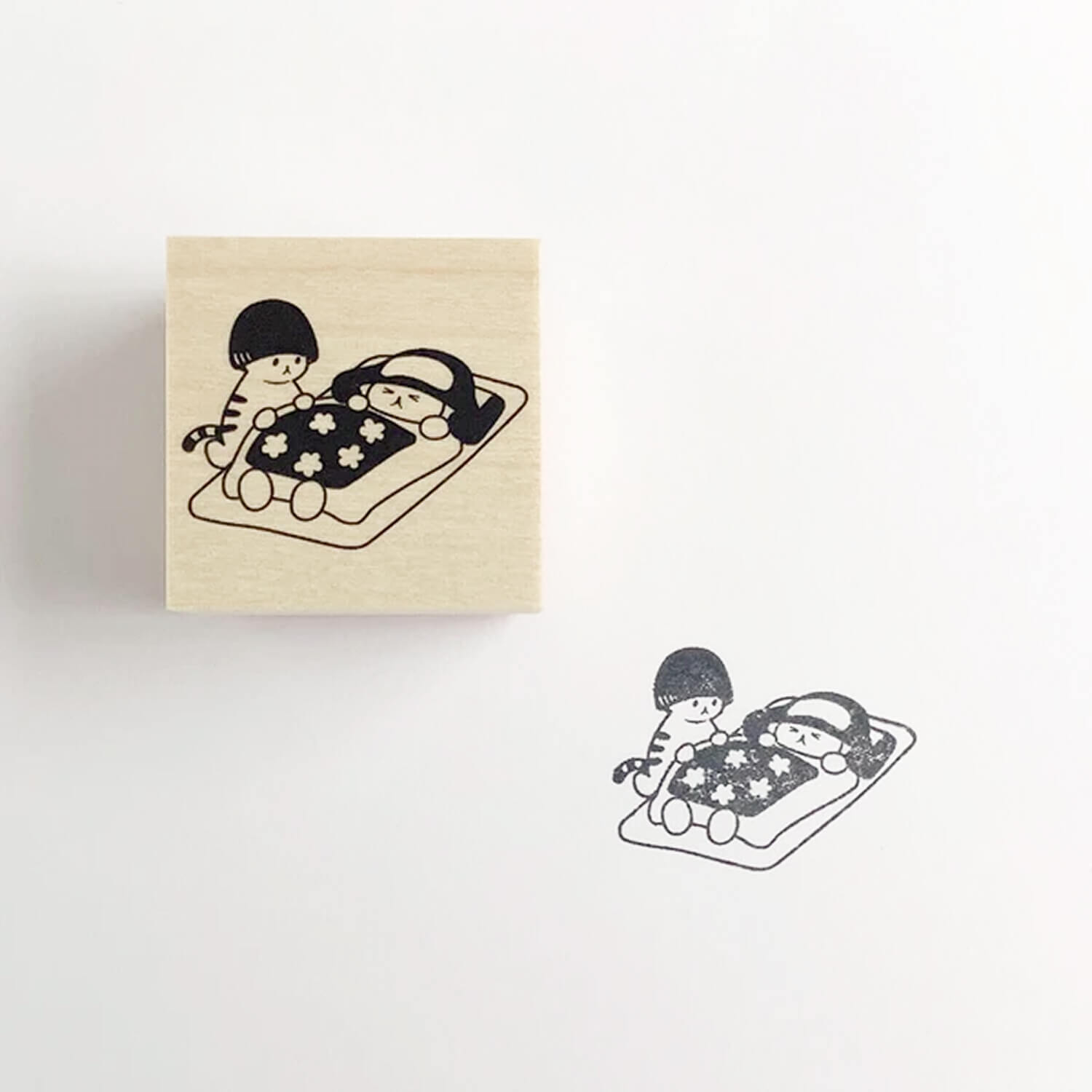 4 legs Rubber Stamp - Mushroom Cat Sick Day