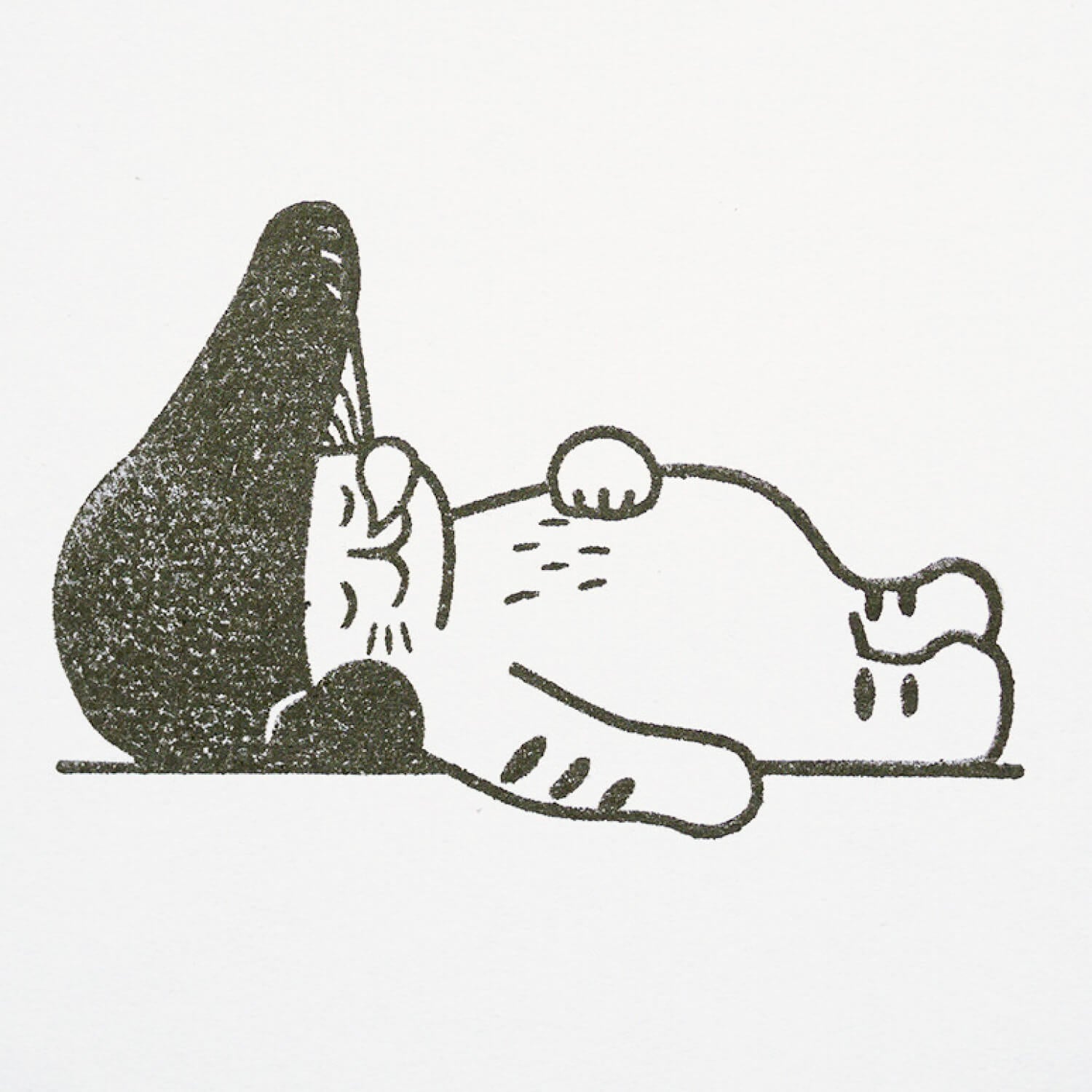 4 legs Rubber Stamp - Mushroom Cat Sleeping