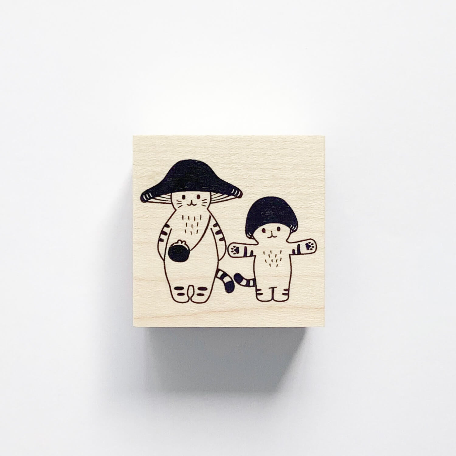 4 legs Rubber Stamp - Mushroom Cat Friends