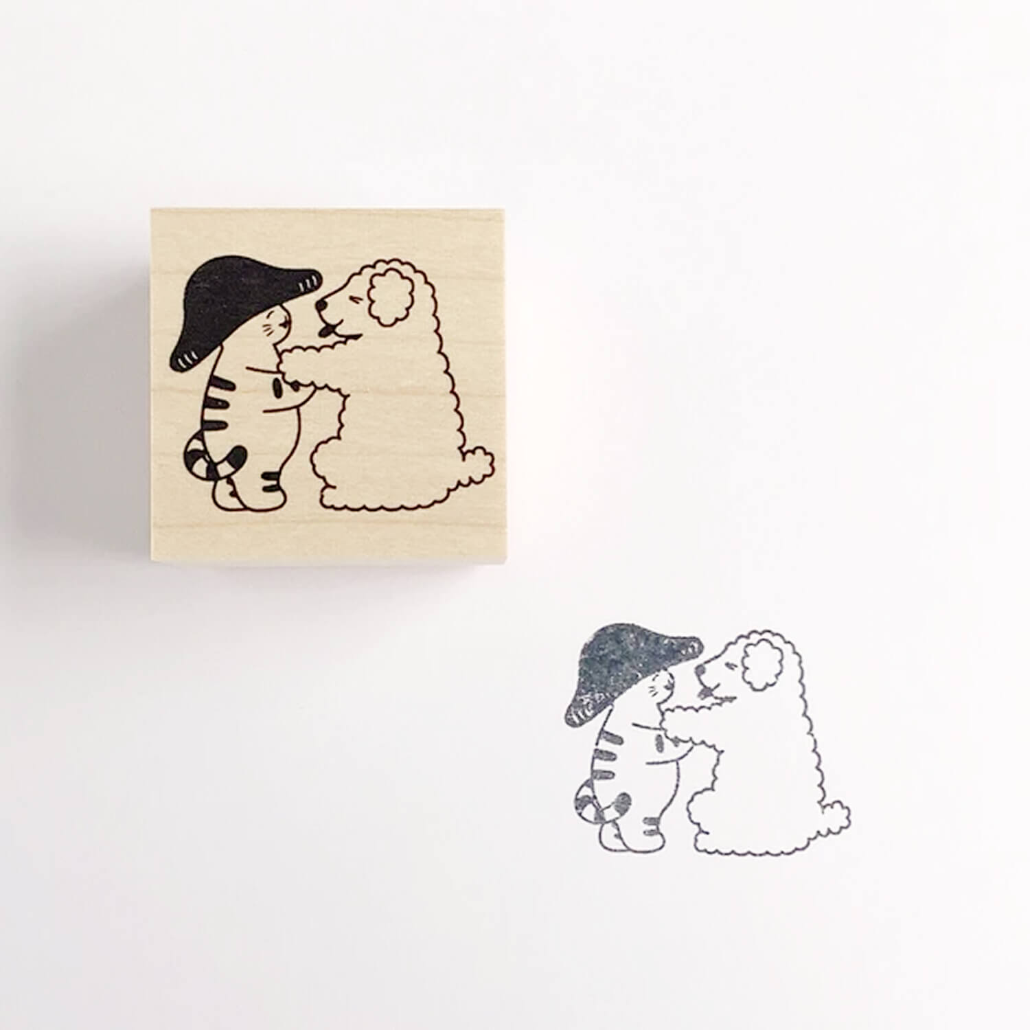 4 legs Rubber Stamp - Mushroom Cat & Dog Friends