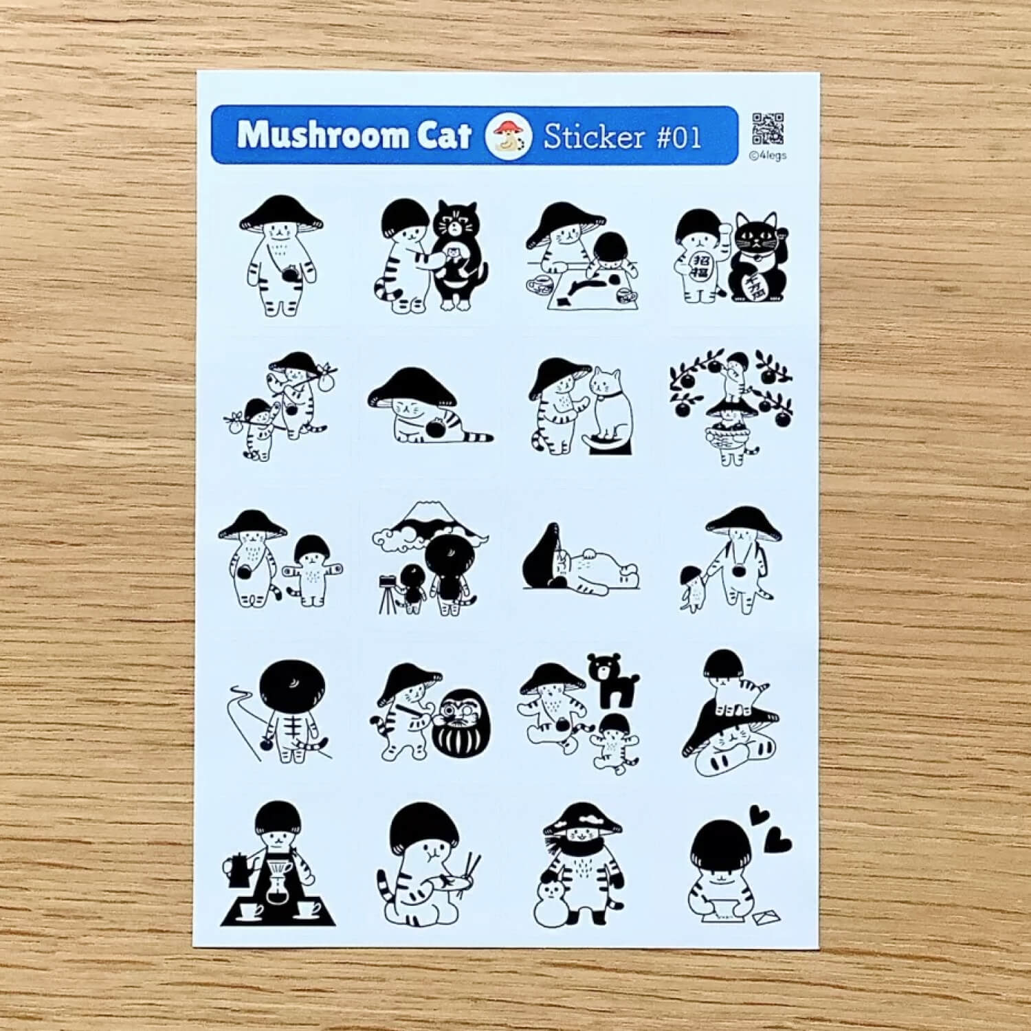 4 legs Sticker Sheet - Mushroom Cat