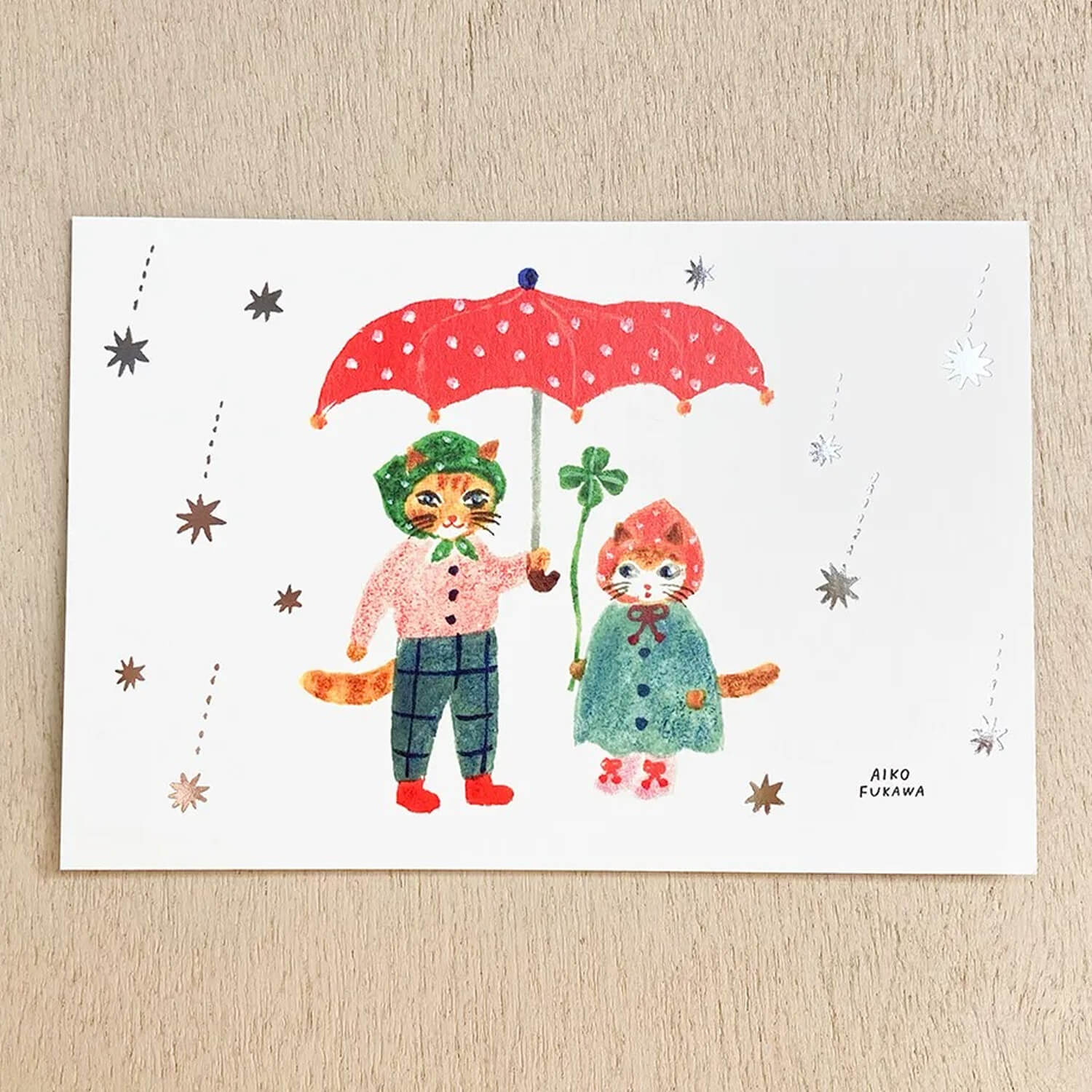 Aiko Fukawa Foil Postcard – Raindrops