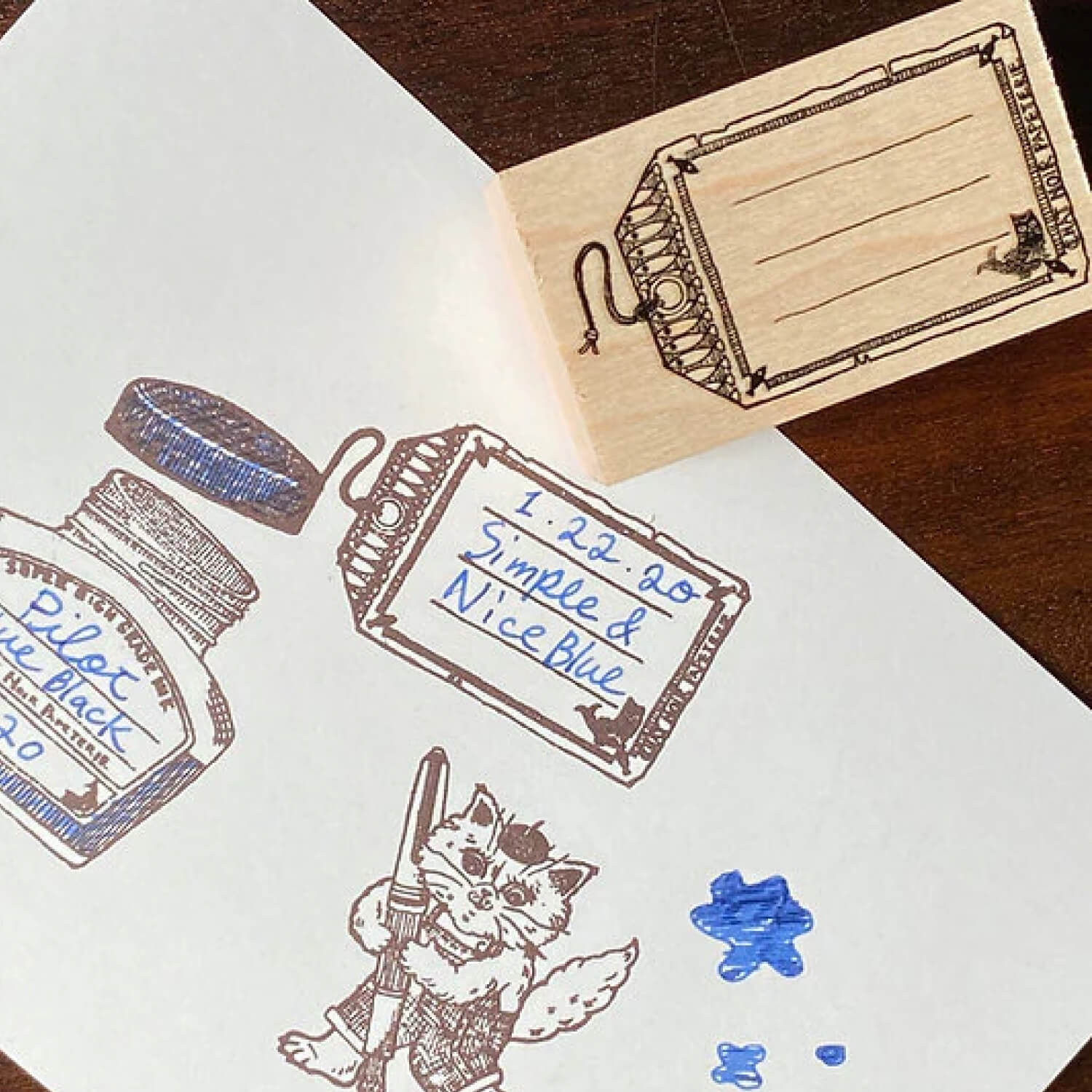 Akamegane Chat Noir Tag Label Stamp