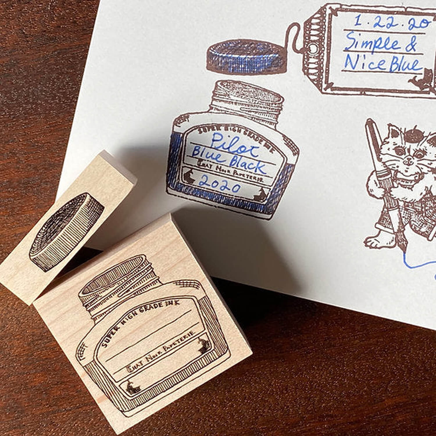 Akamegane Ink Bottle & Lid Stamp Set