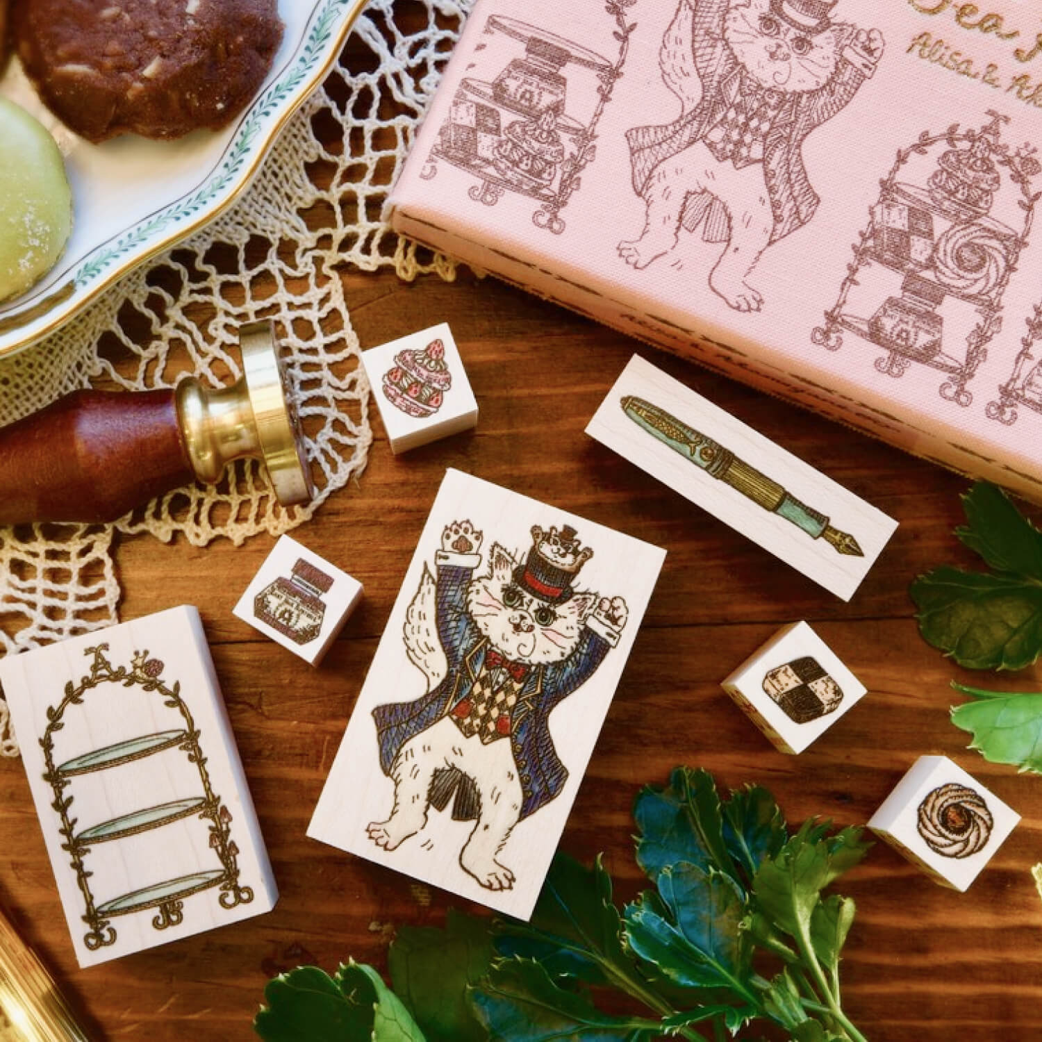 Akamegane Stationery Tea Party Complete Stamp Set