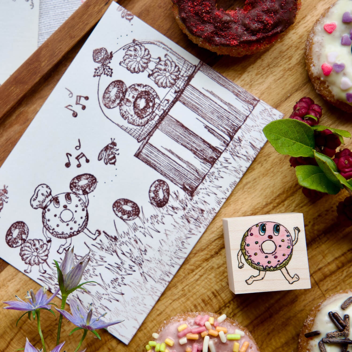Akamegane Strawberry Doughnut Mini Stamp