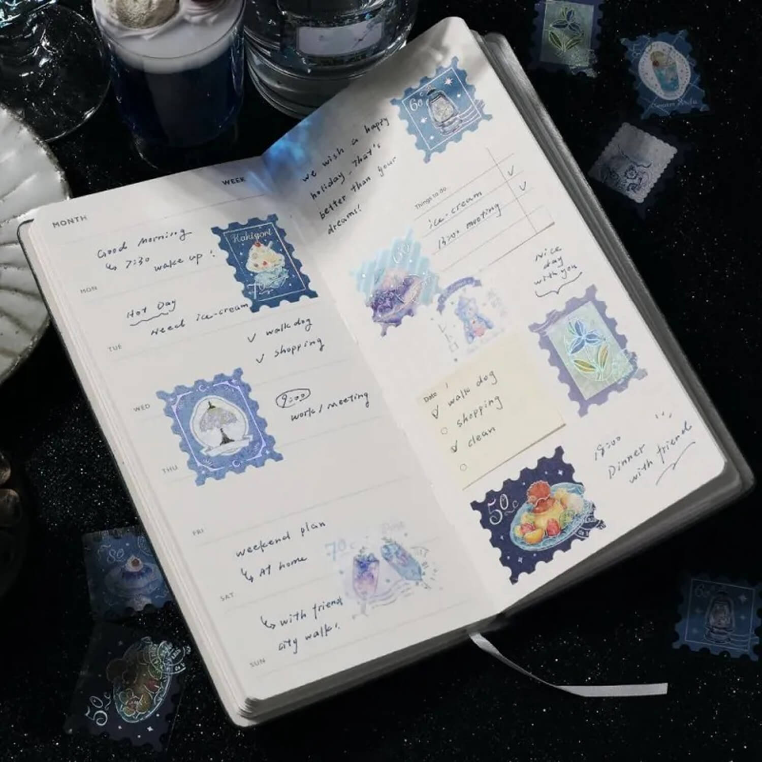BGM Foil Flake Stickers – Café A La Mode Post Office - Blue