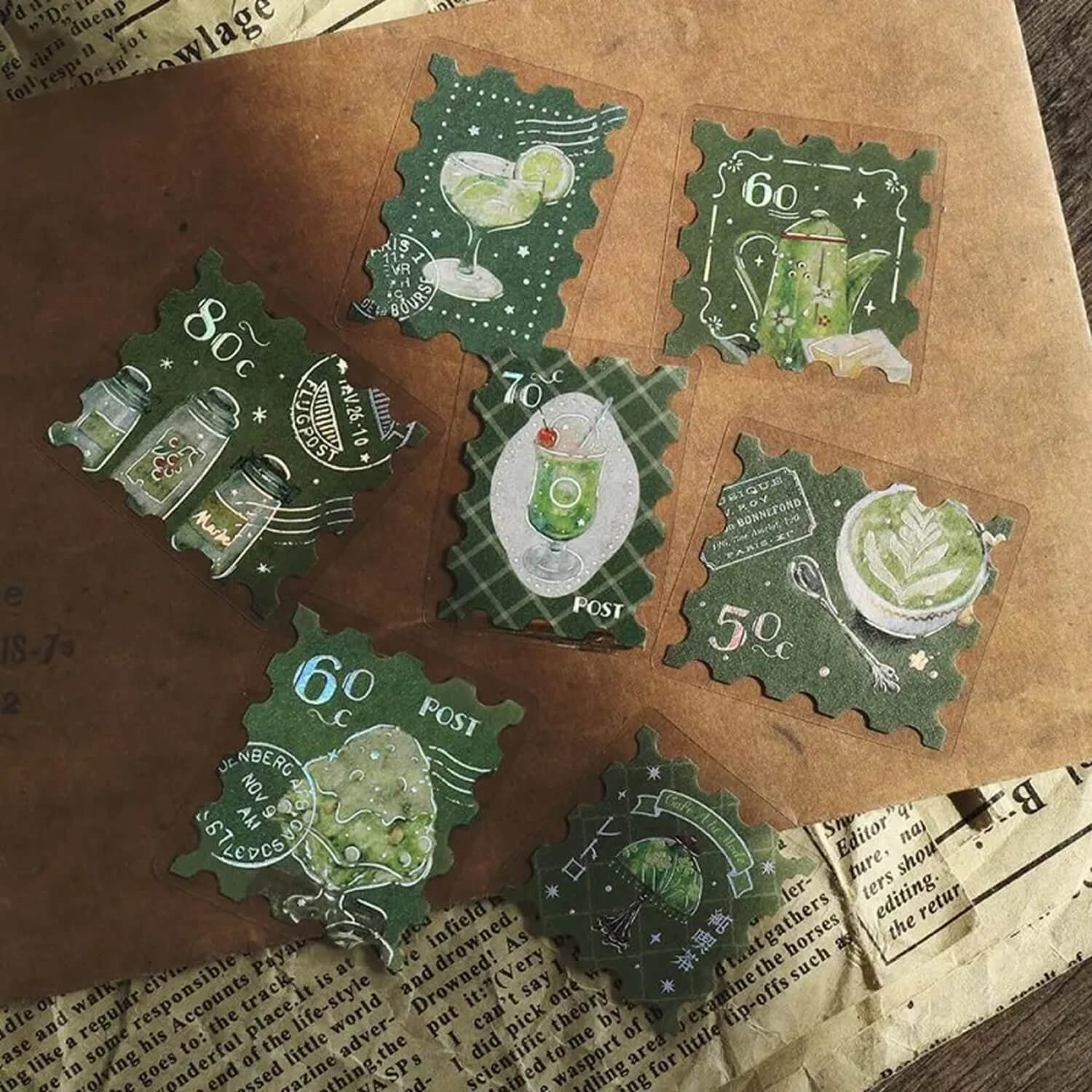 BGM Foil Flake Stickers – Café A La Mode Post Office - Green