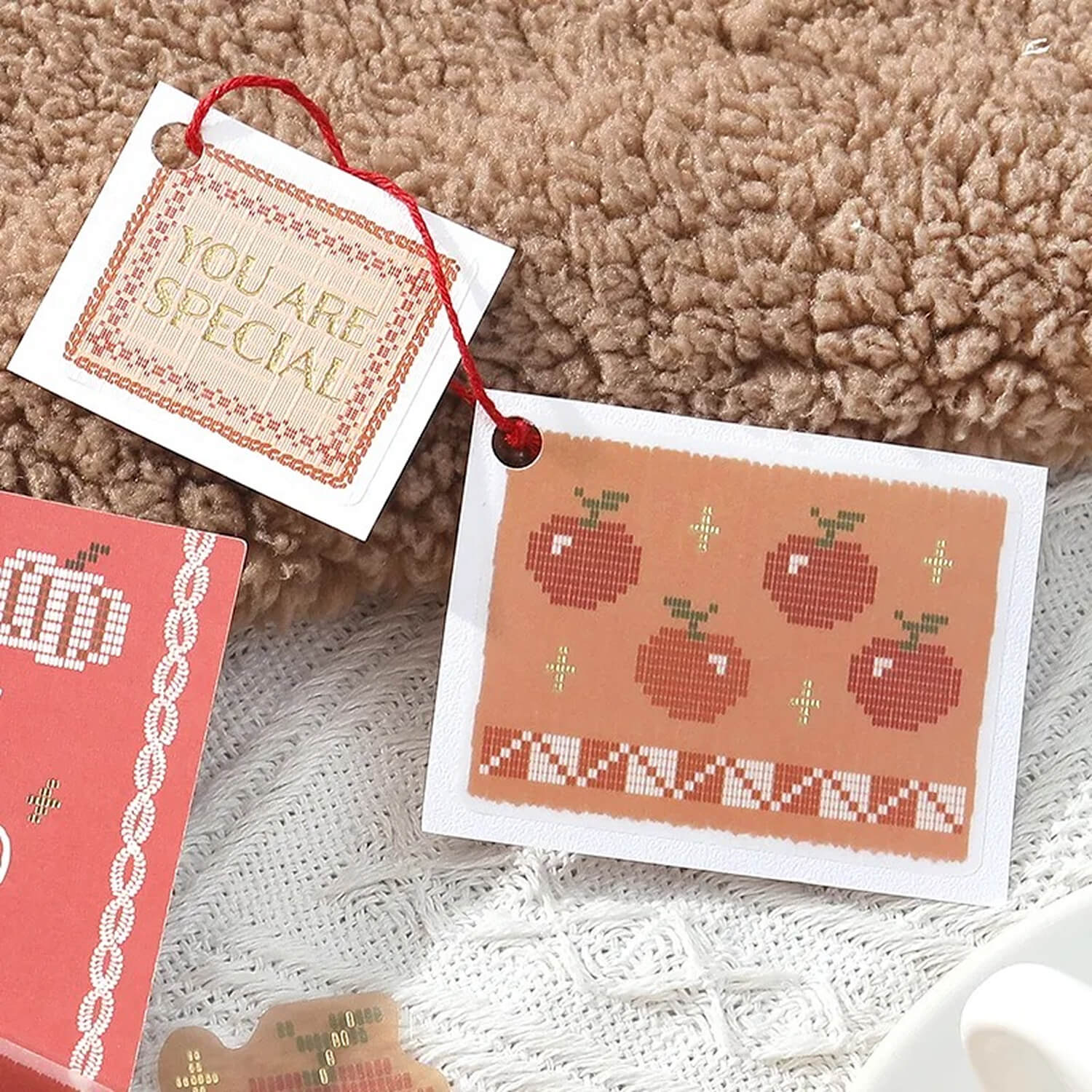 BGM Foil Nordic Knit Flake Sticker Set - Red