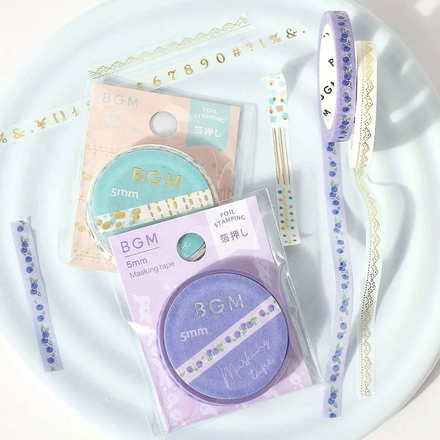 BGM Foil Washi Tape – Life 5mm - Blueberry