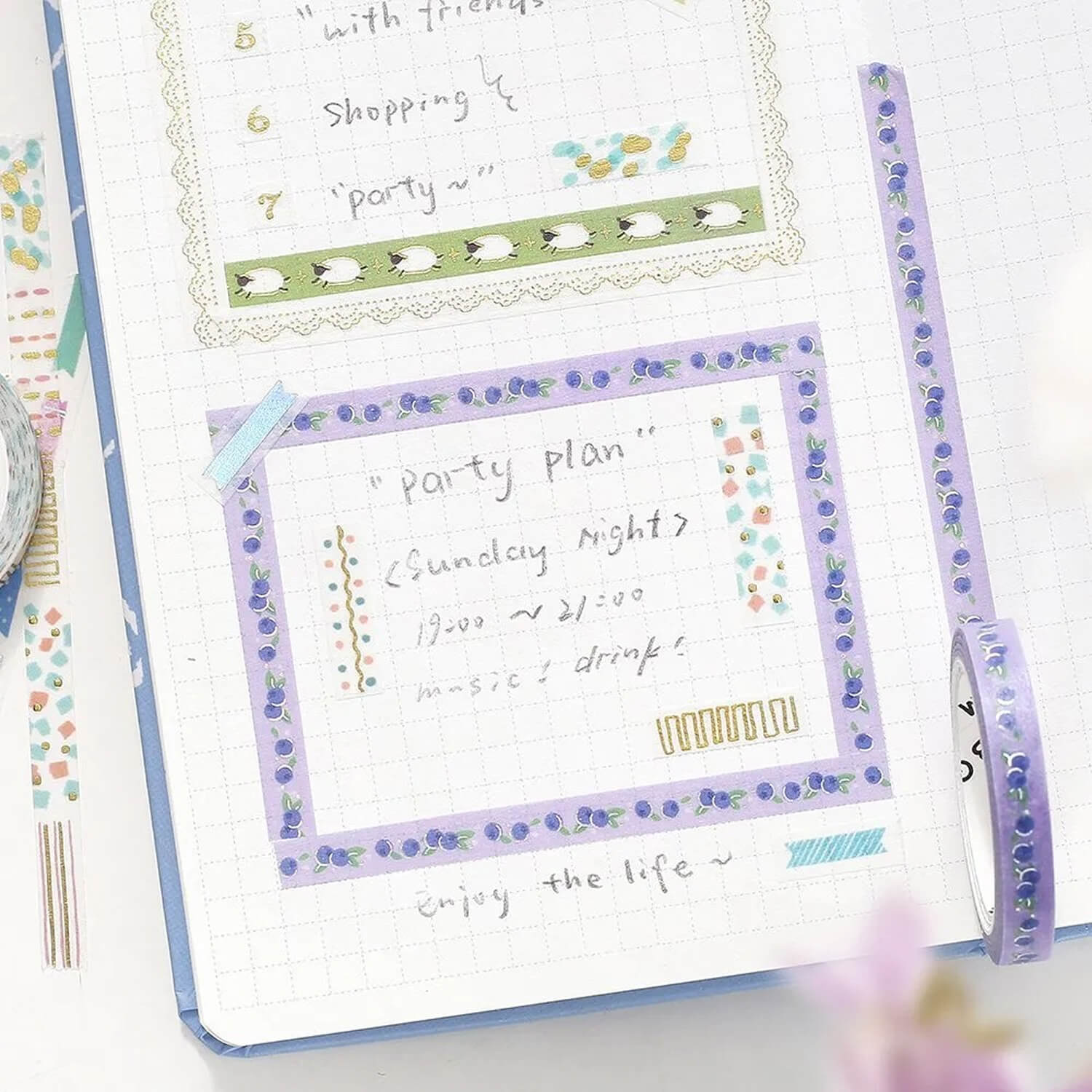 BGM Foil Washi Tape – Life 5mm - Blueberry