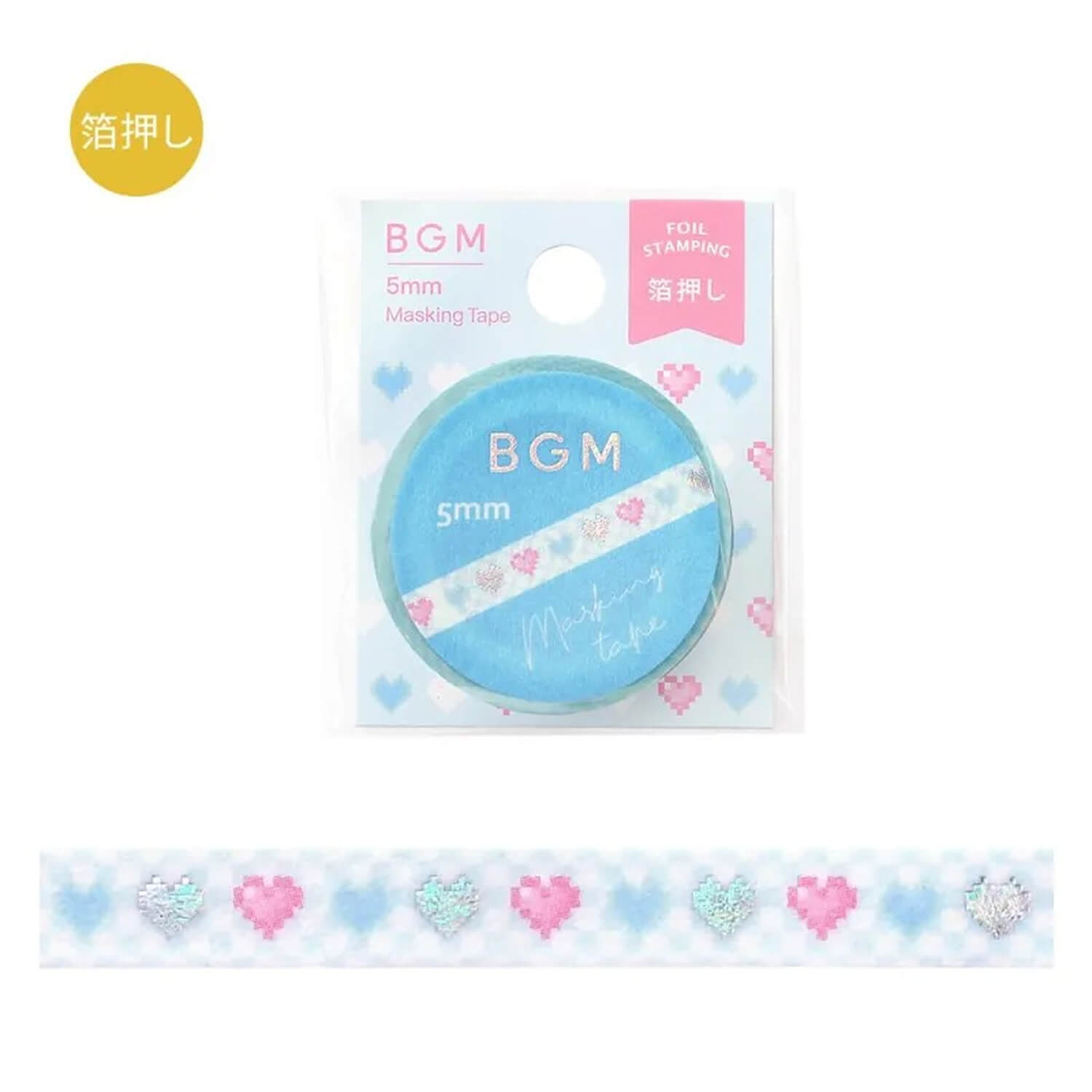 BGM Foil Washi Tape – Life 5mm - Hearts