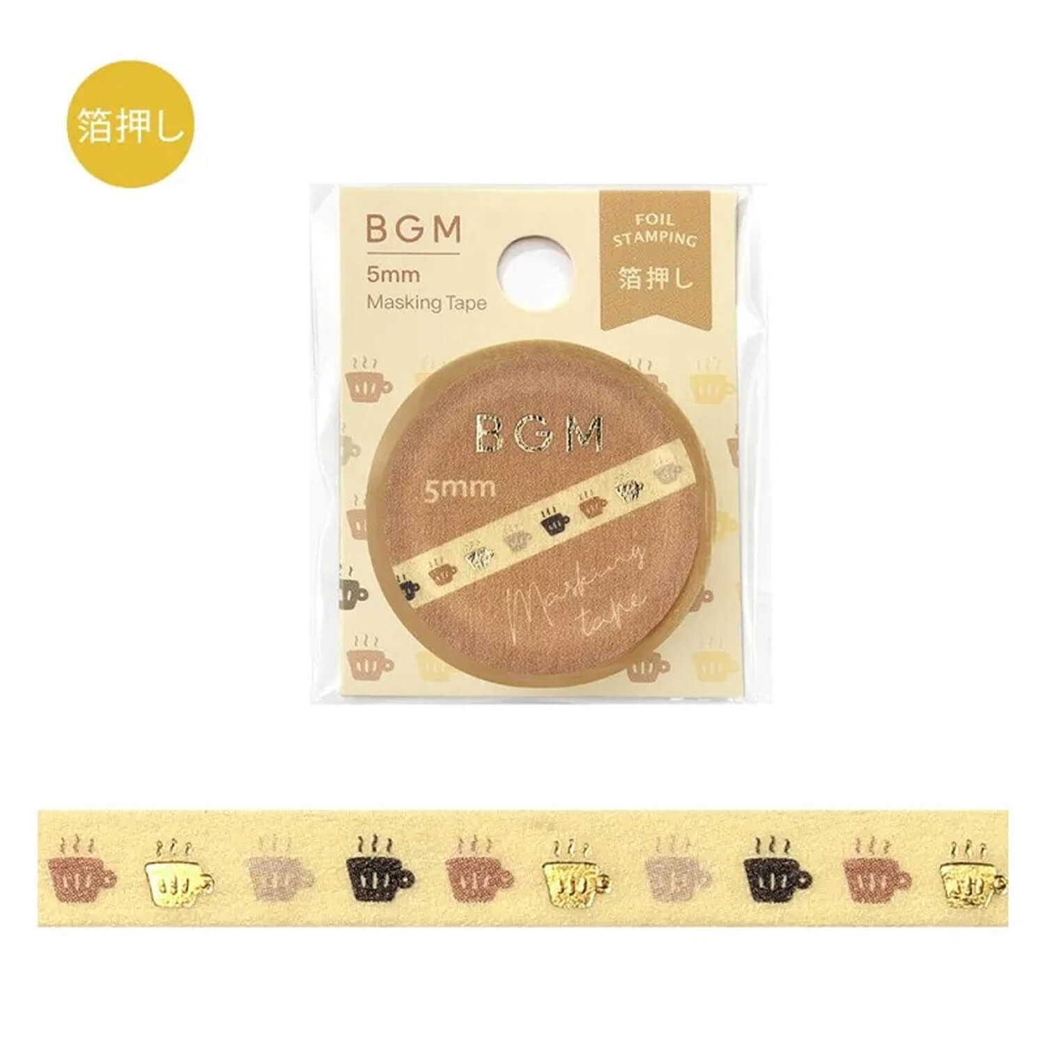 BGM Foil Washi Tape – Life 5mm - Tea Time