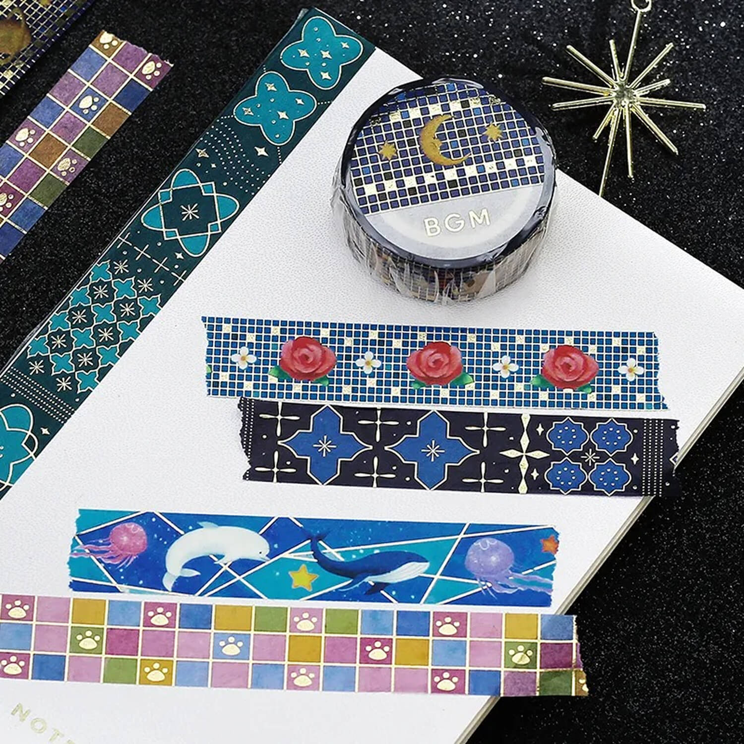 BGM Foil Washi Tape – Tile Art - Rose