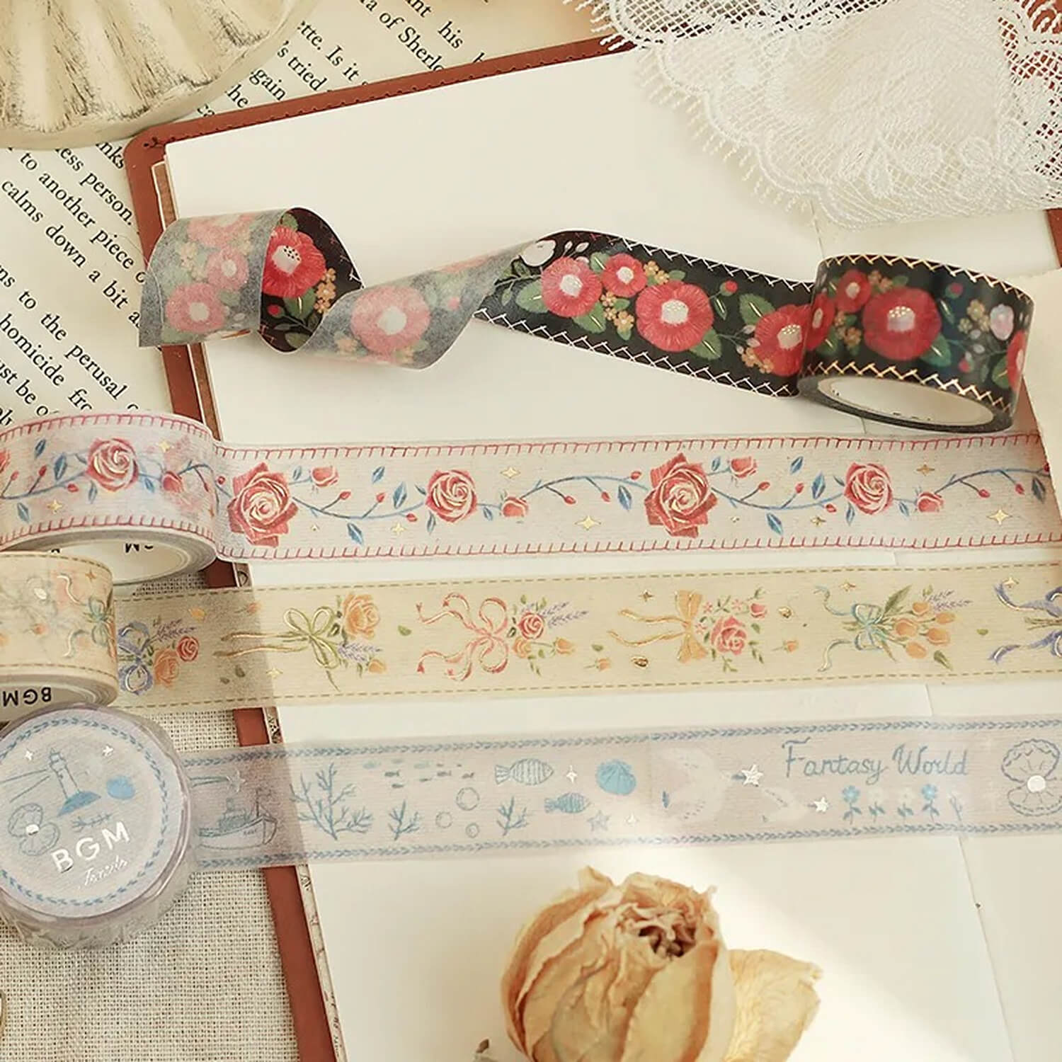 BGM Special Washi Tape – Embroidery Ribbon - Rose