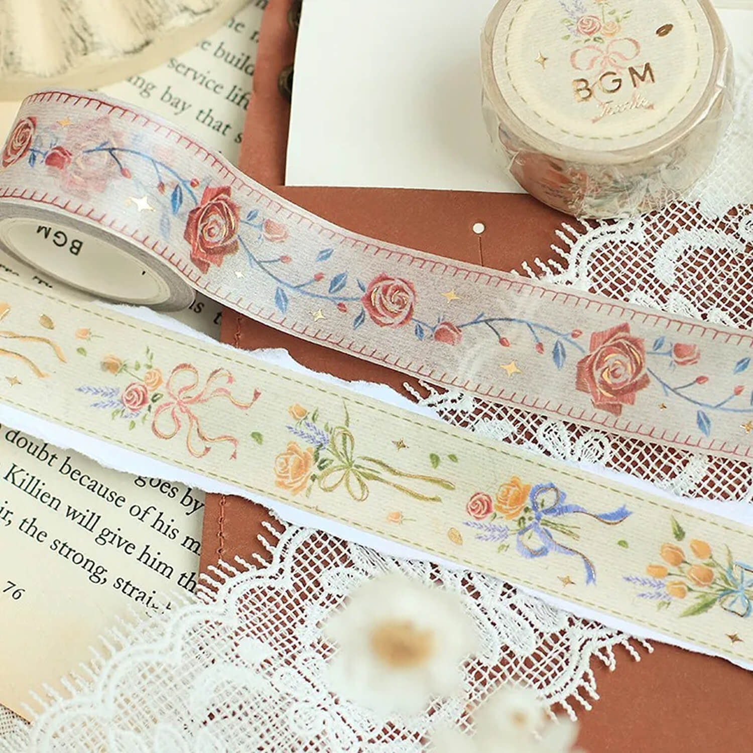 BGM Special Washi Tape – Embroidery Ribbon - Rose