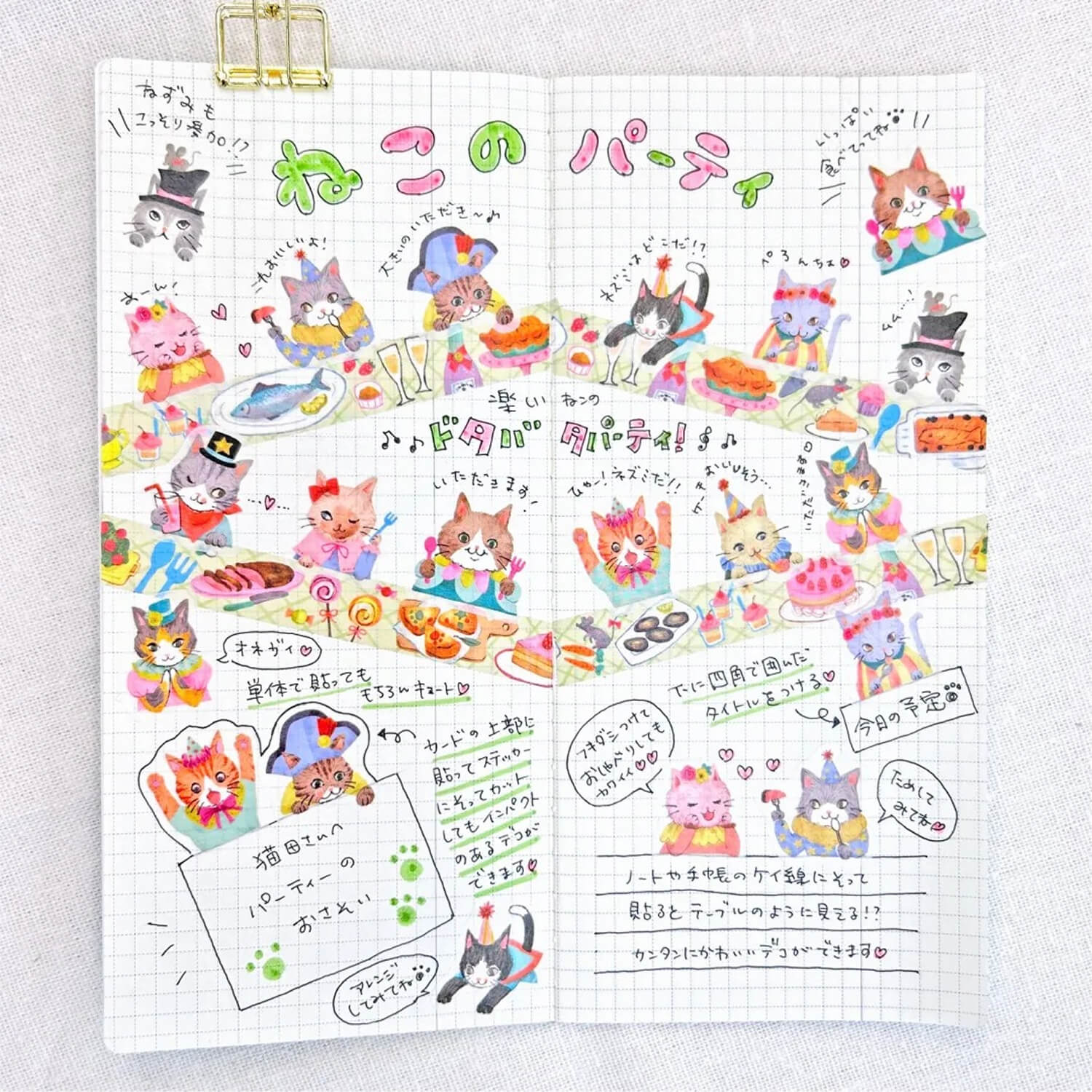 Bande Washi Tape Sticker Roll – Cat Party