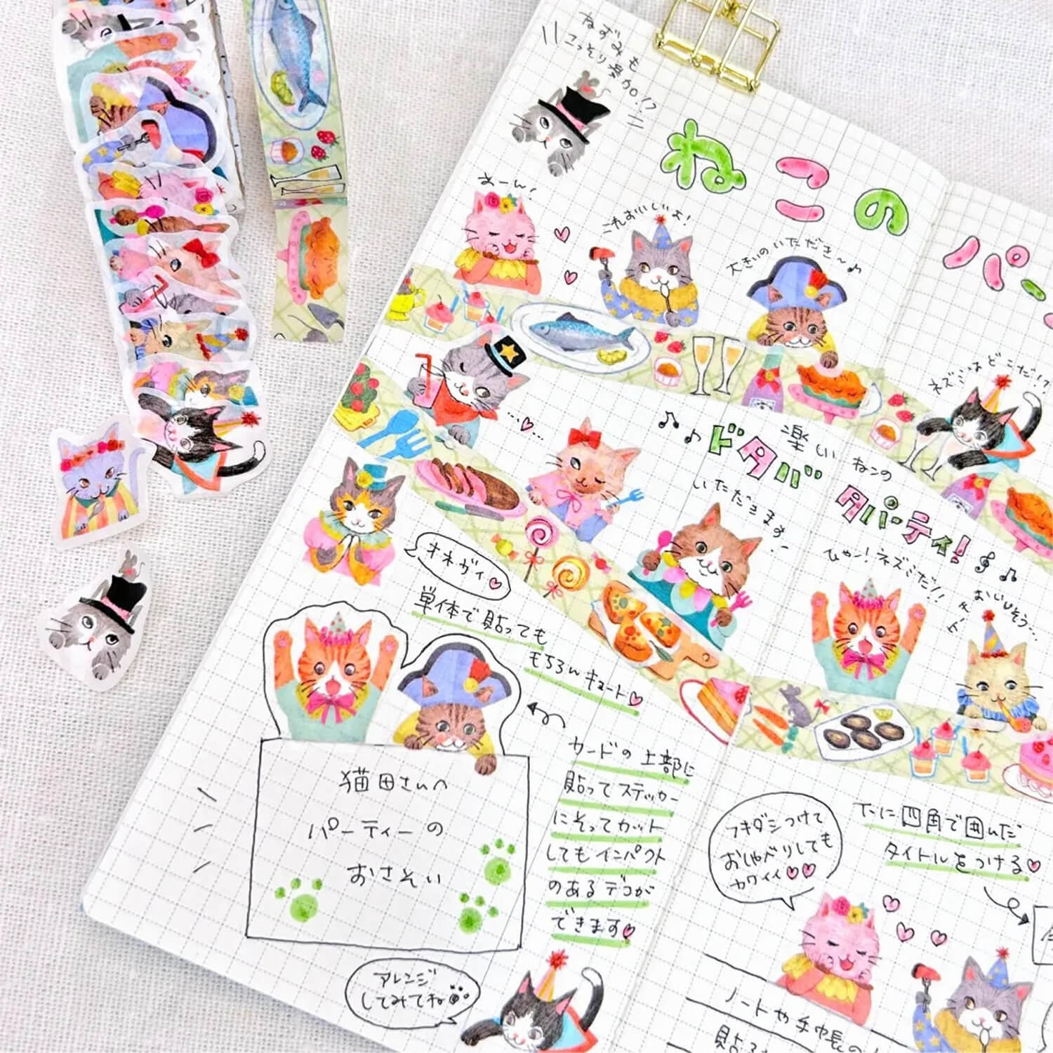 Bande Washi Tape Sticker Roll – Cat Party