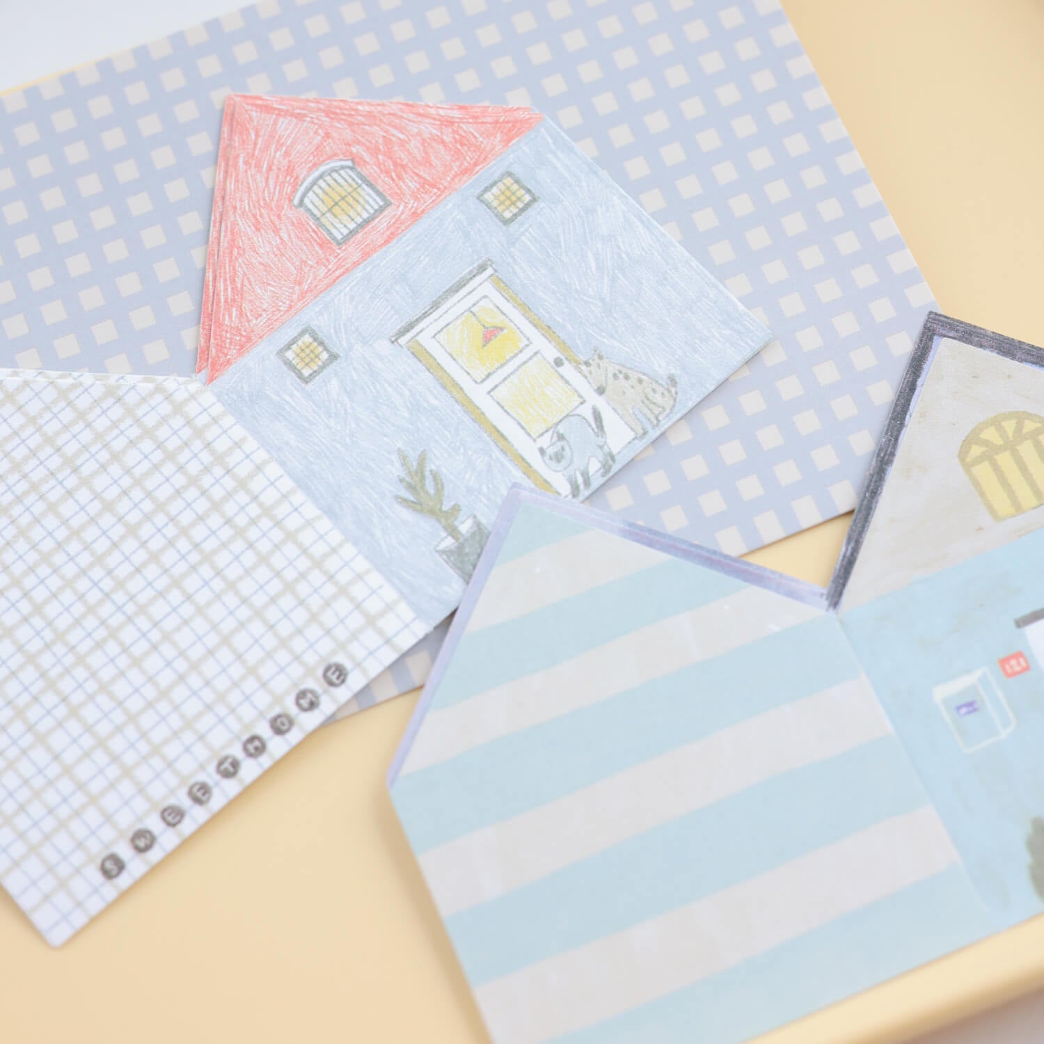 Bieguan Foldable Memo Pad - Houses