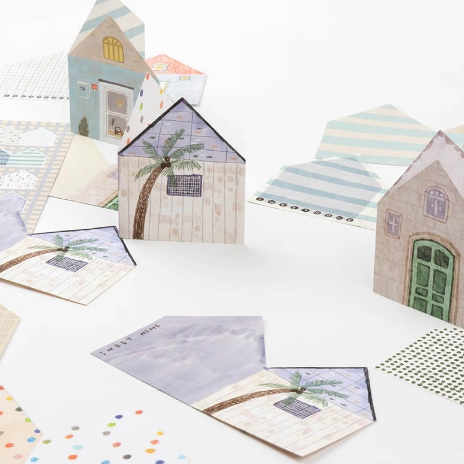 Bieguan Foldable Memo Pad - Houses