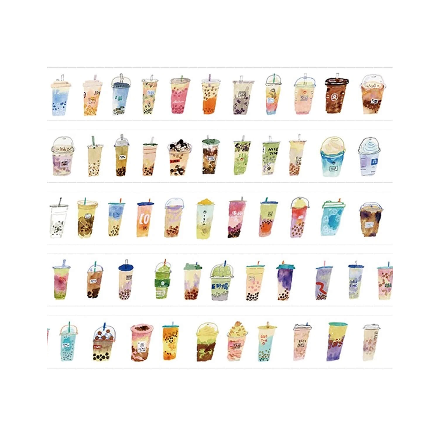 Bieguan Kiss Cut Masking Tape - Boba Tea