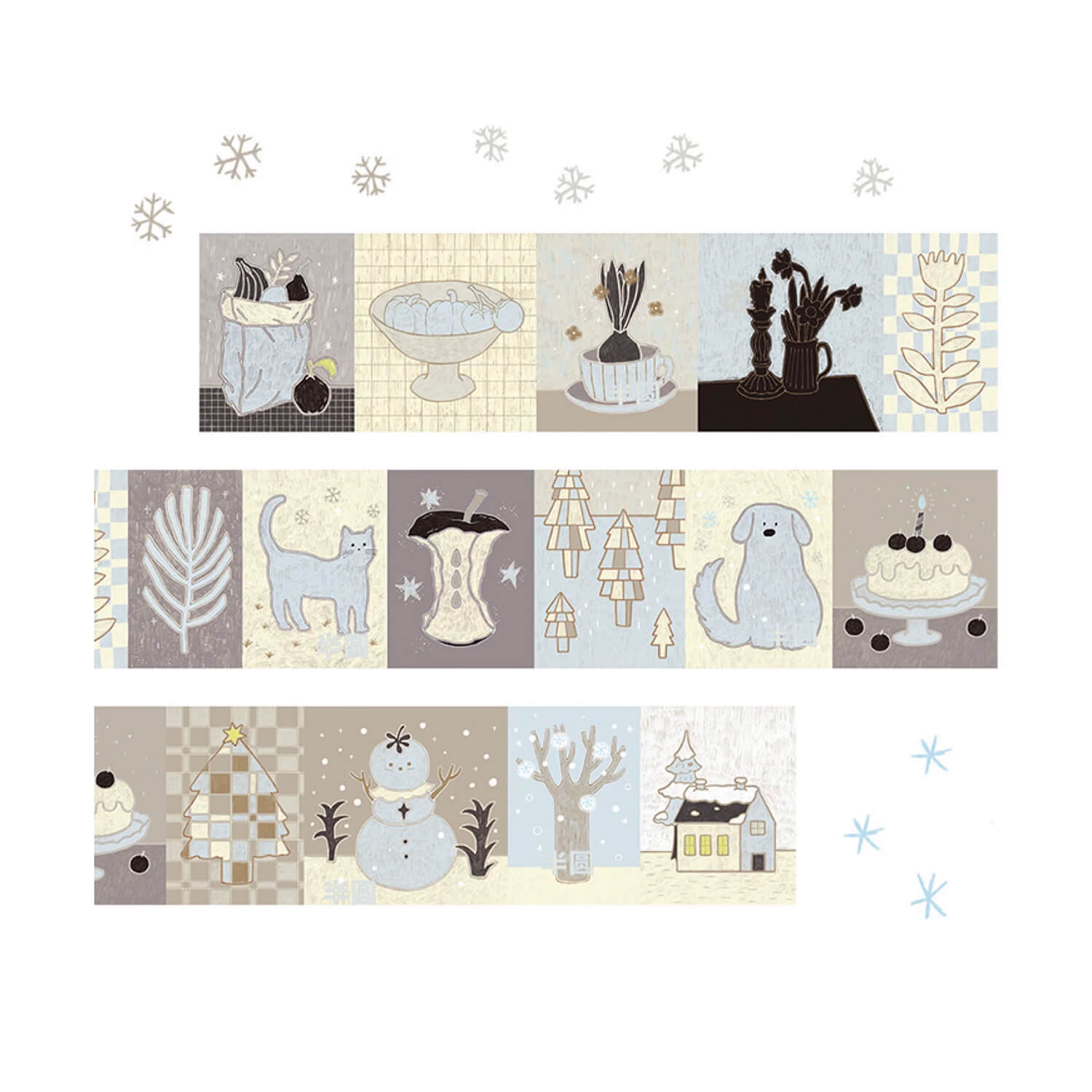 Blue Semi Glitter Masking Tape - First Snow