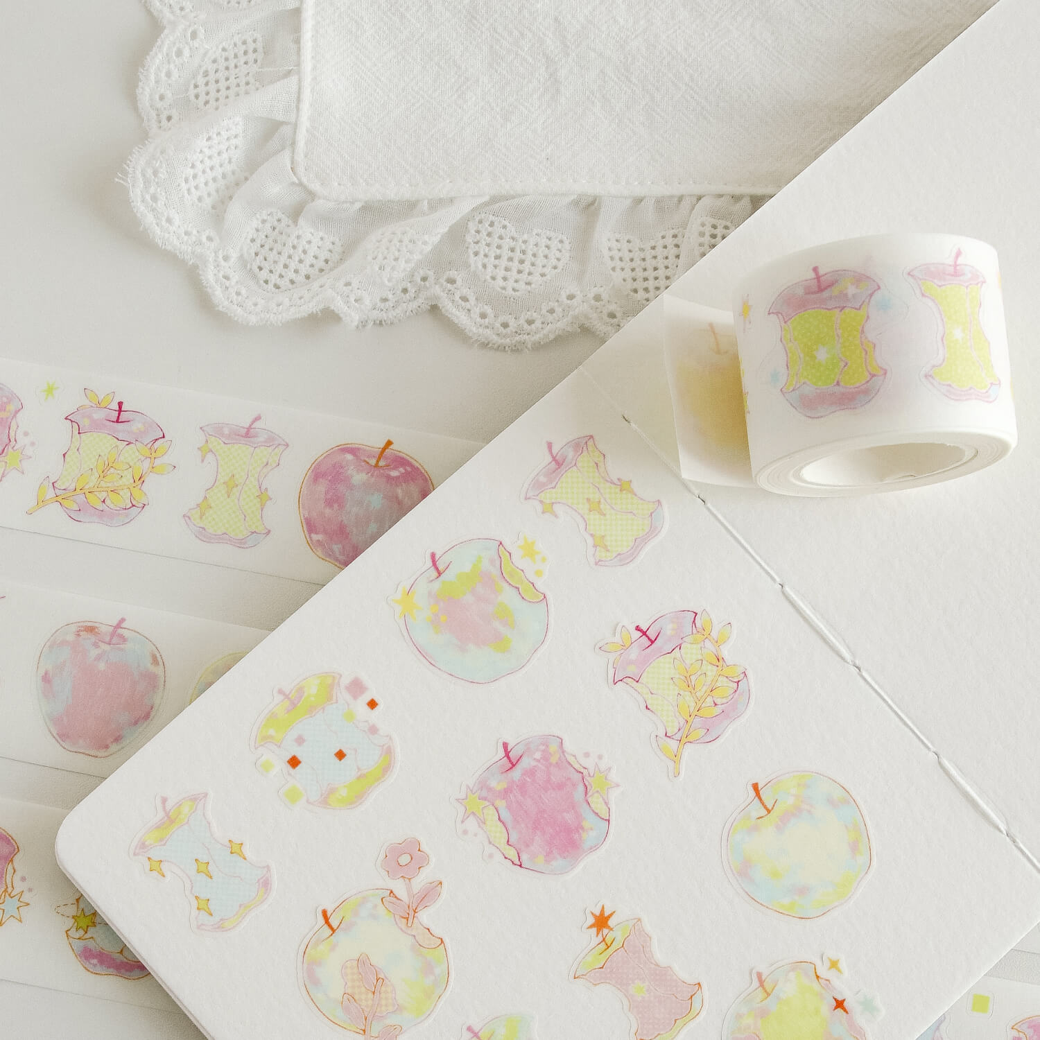 Blue Semi Kiss Cut Glitter Masking Tape - Apple