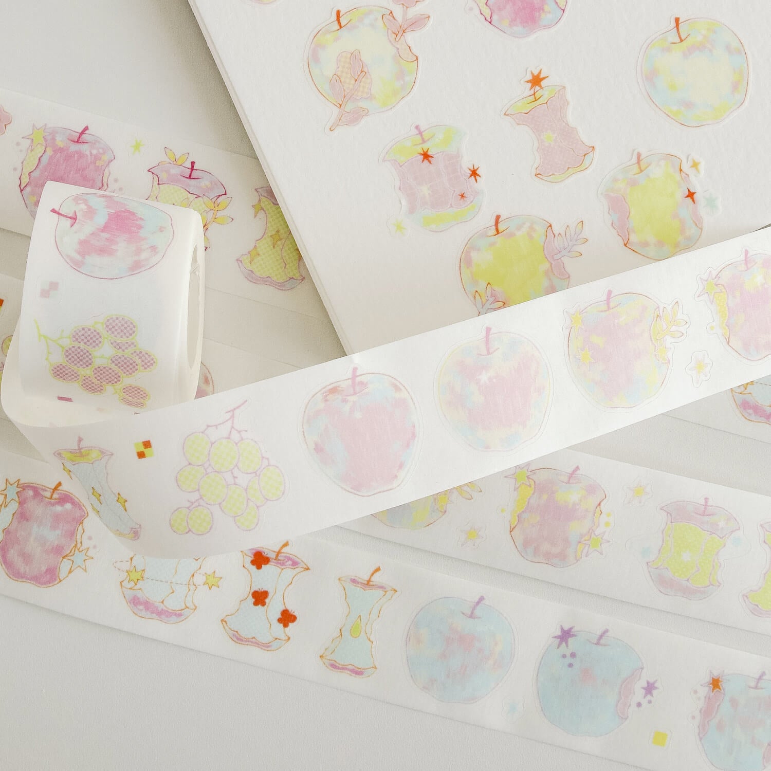 Blue Semi Kiss Cut Glitter Masking Tape - Apple