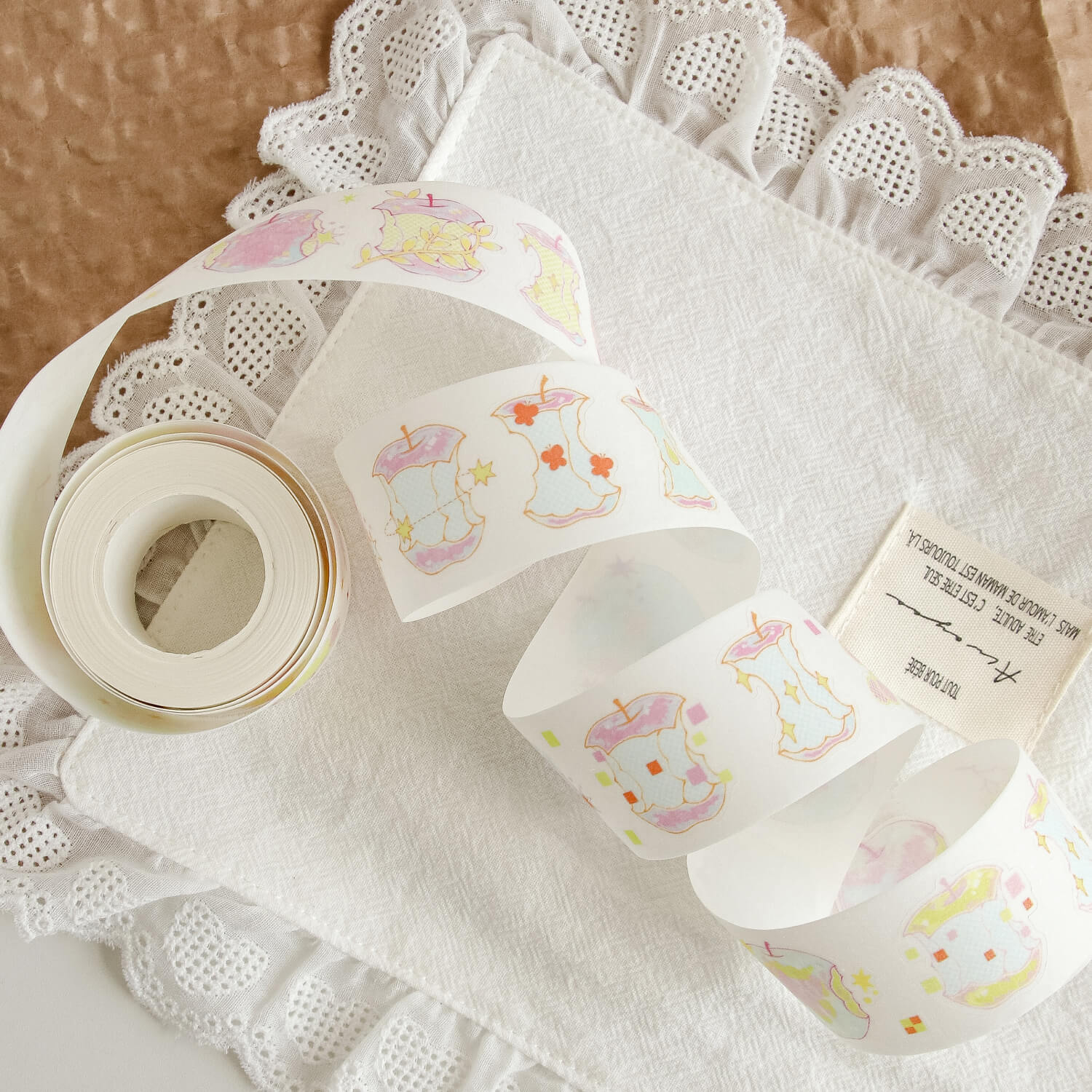 Blue Semi Kiss Cut Glitter Masking Tape - Apple