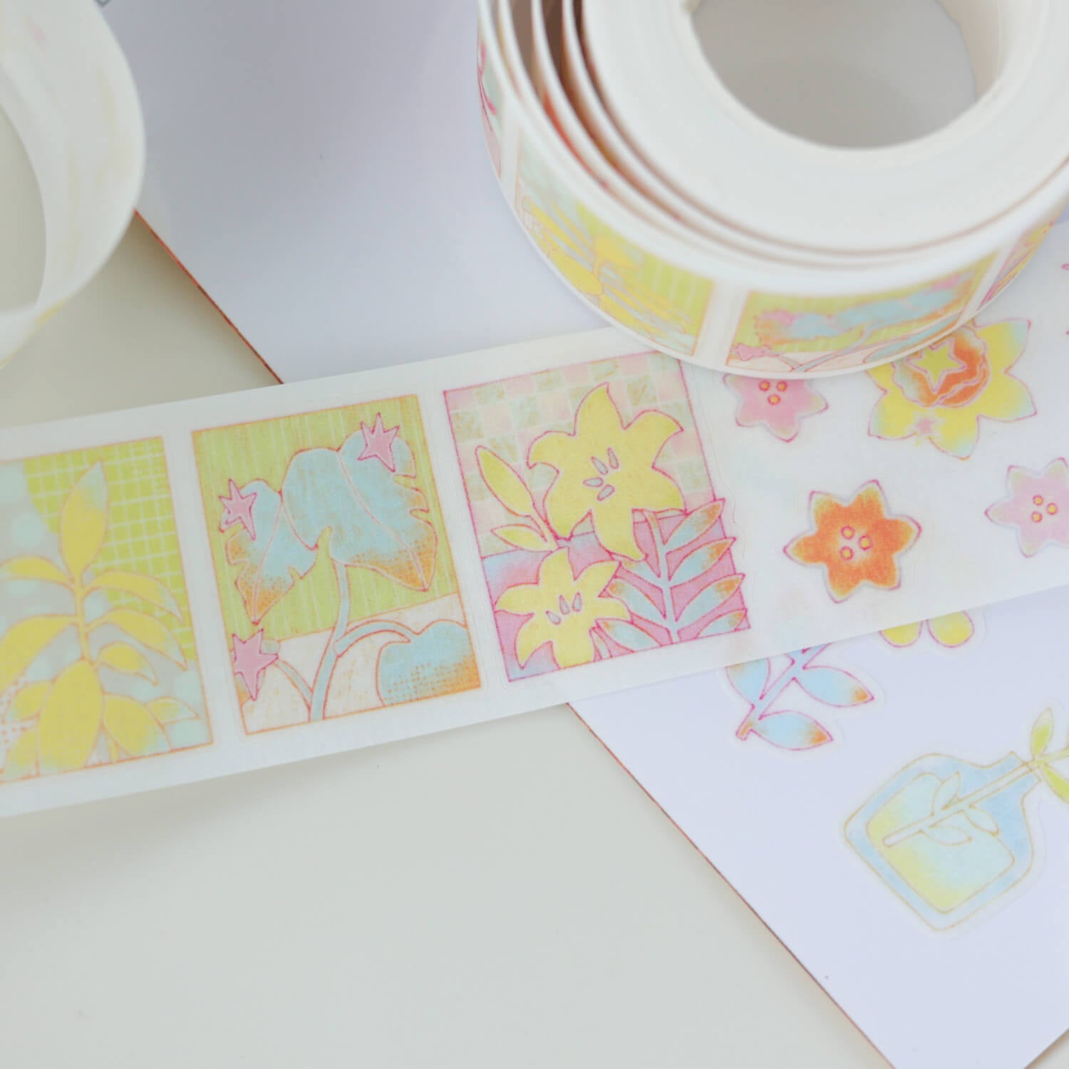 Blue Semi Kiss cut Masking Tape-Floral Dreamscape