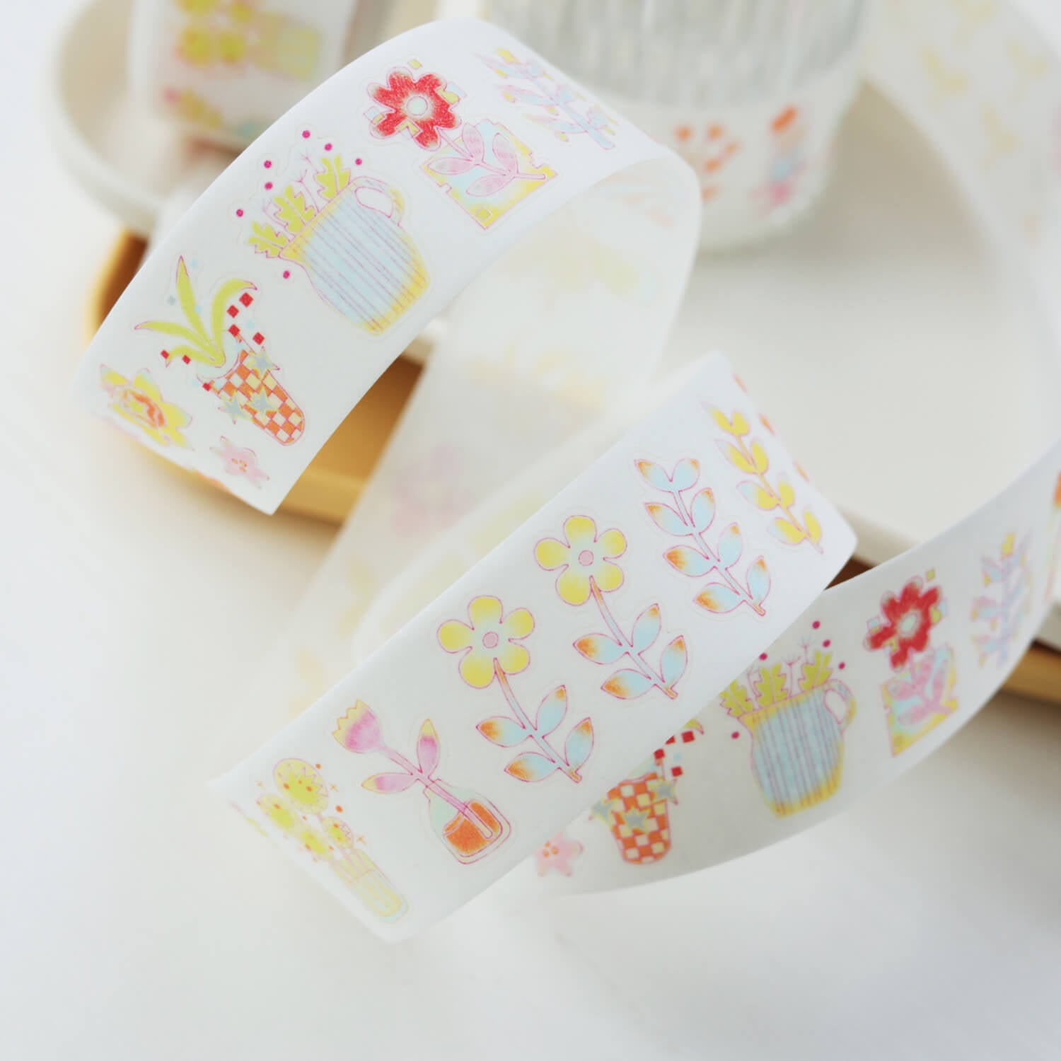 Blue Semi Kiss cut Masking Tape-Floral Dreamscape