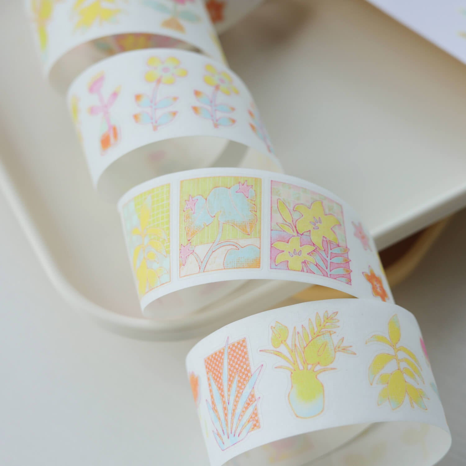 Blue Semi Kiss cut Masking Tape-Floral Dreamscape