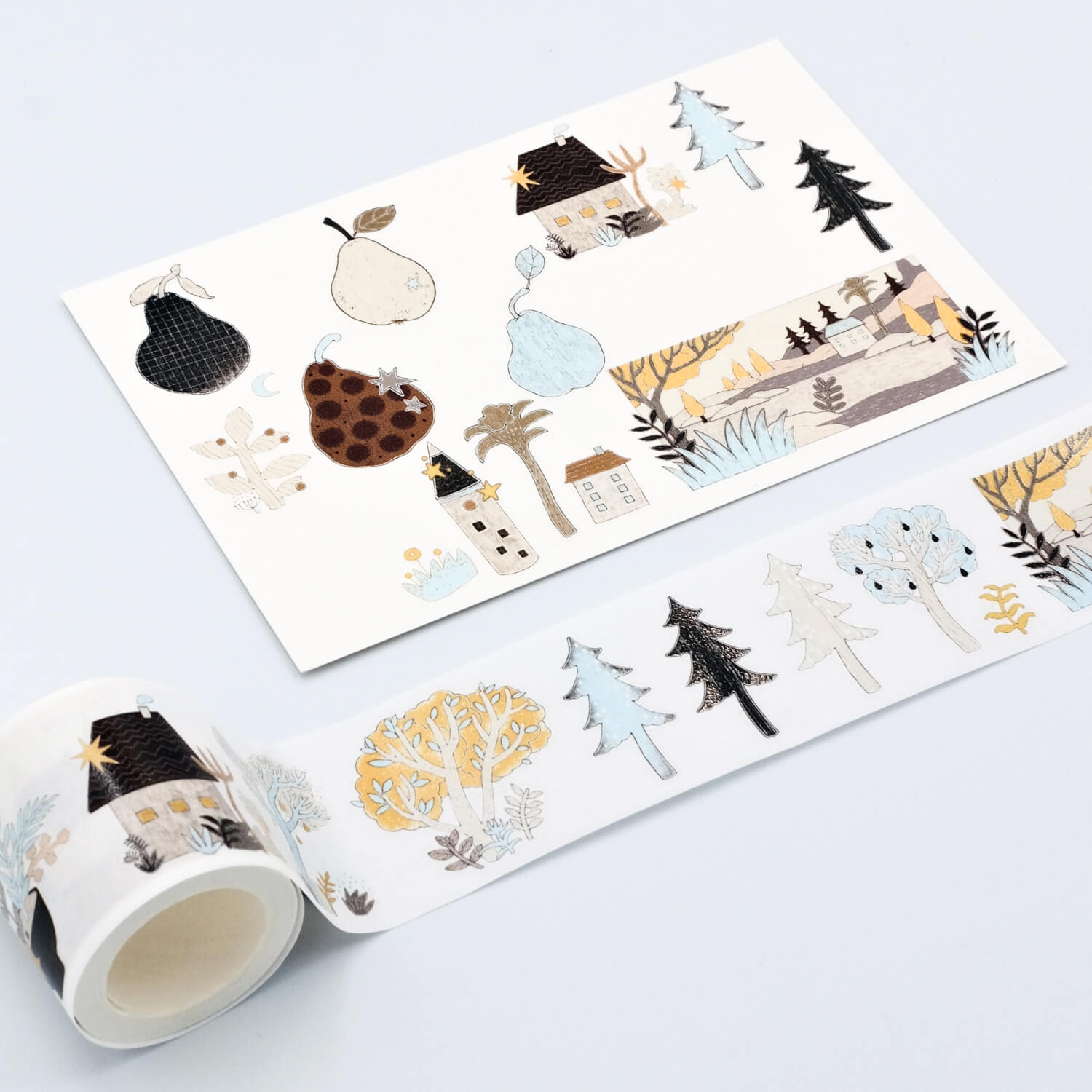 Blue Semi Kiss cut Masking Tape-Wild Pear Tree