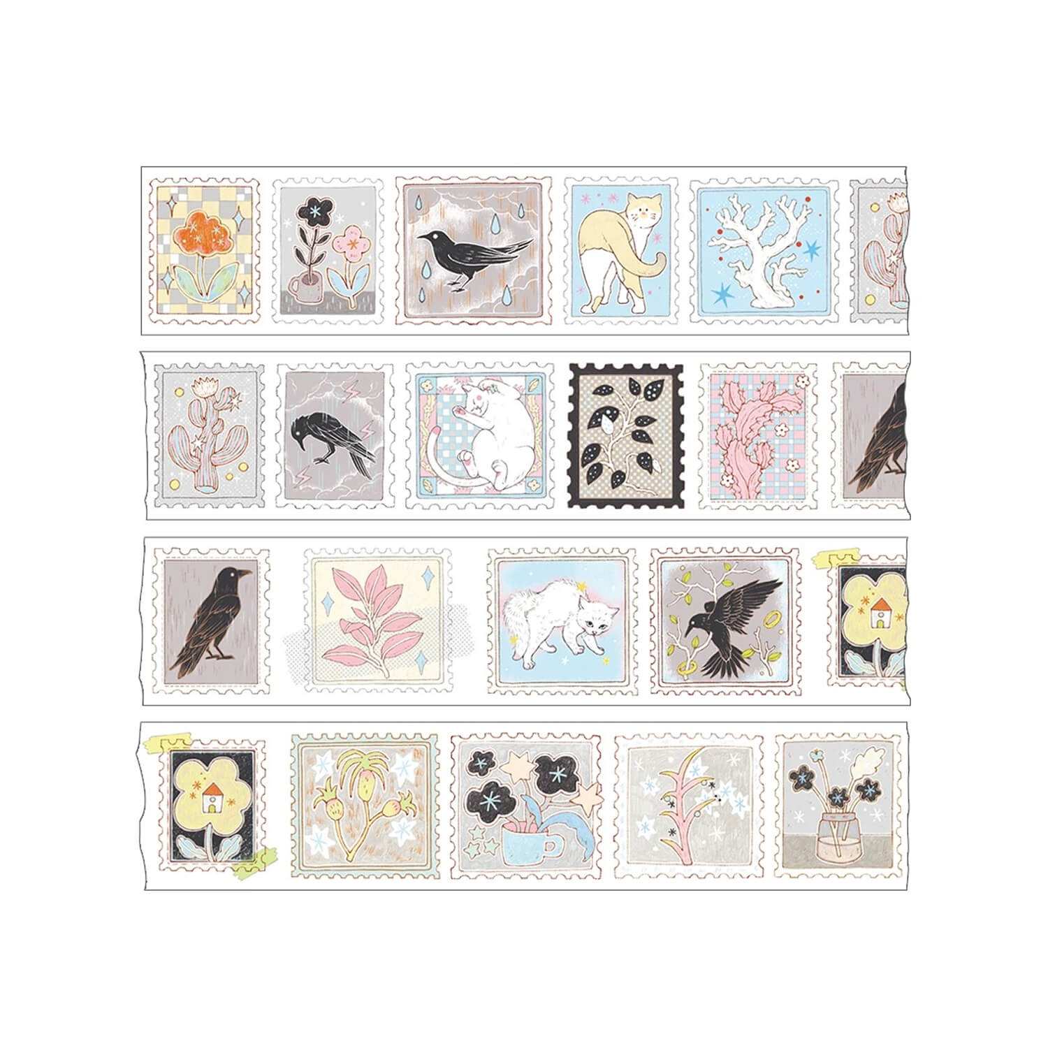 Blue Semi Washi Tape - Crow and Cat