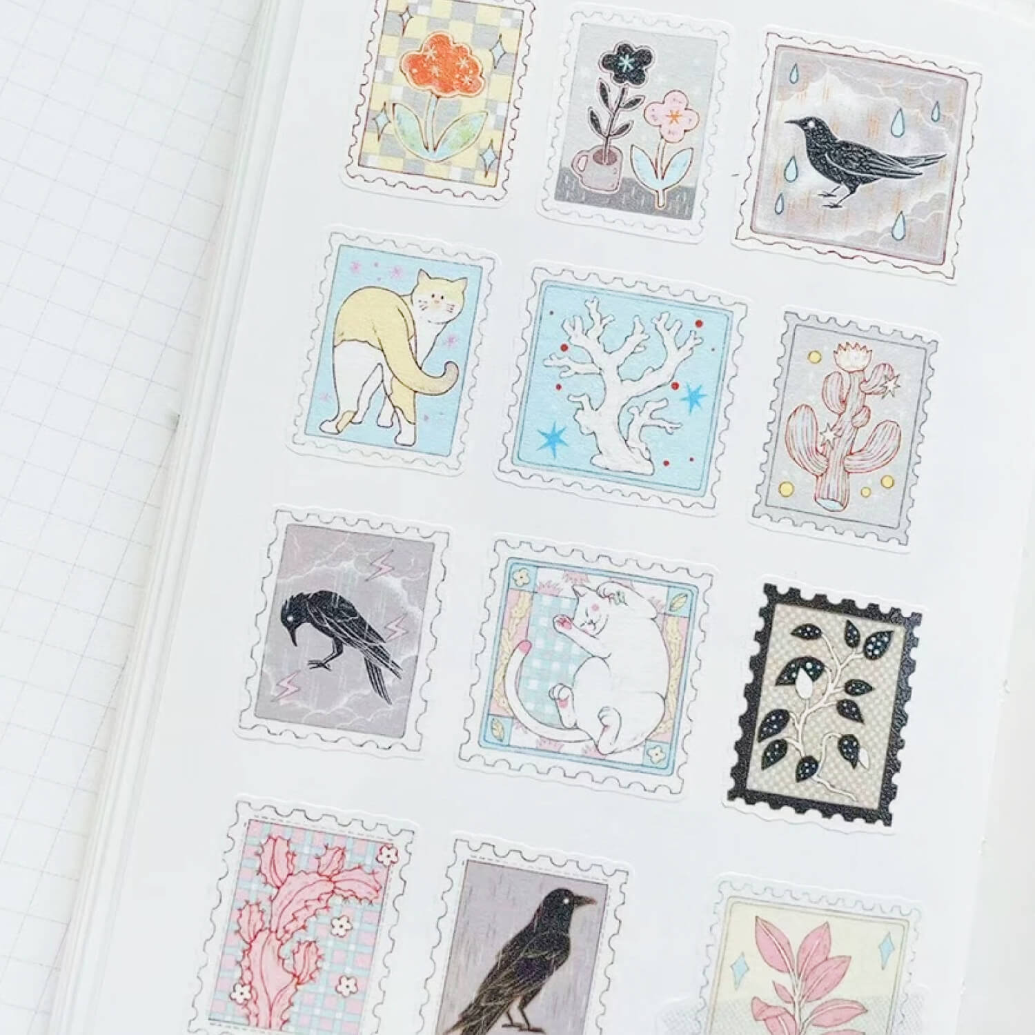 Blue Semi Washi Tape - Crow and Cat