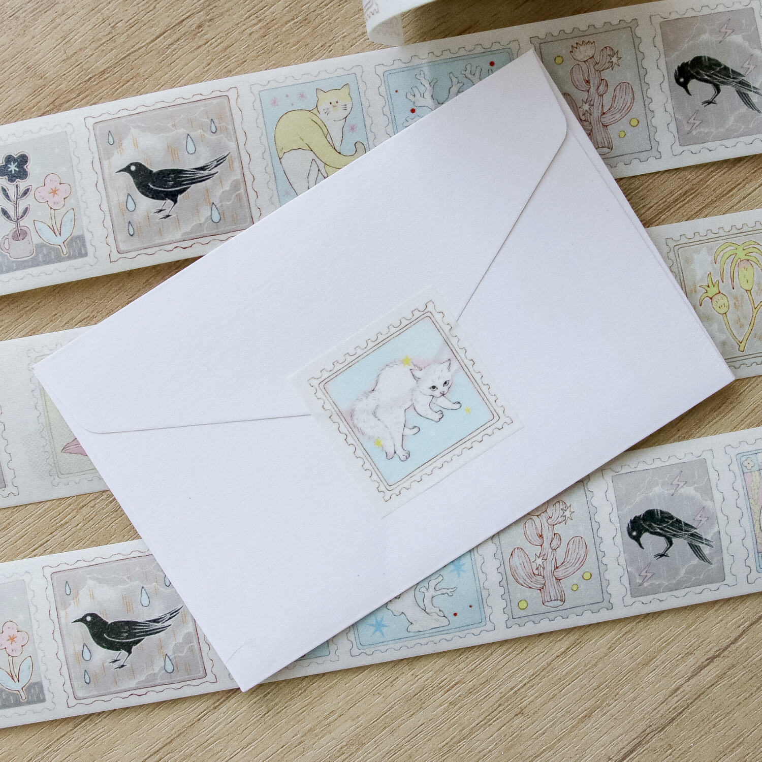 Blue Semi Washi Tape - Crow and Cat