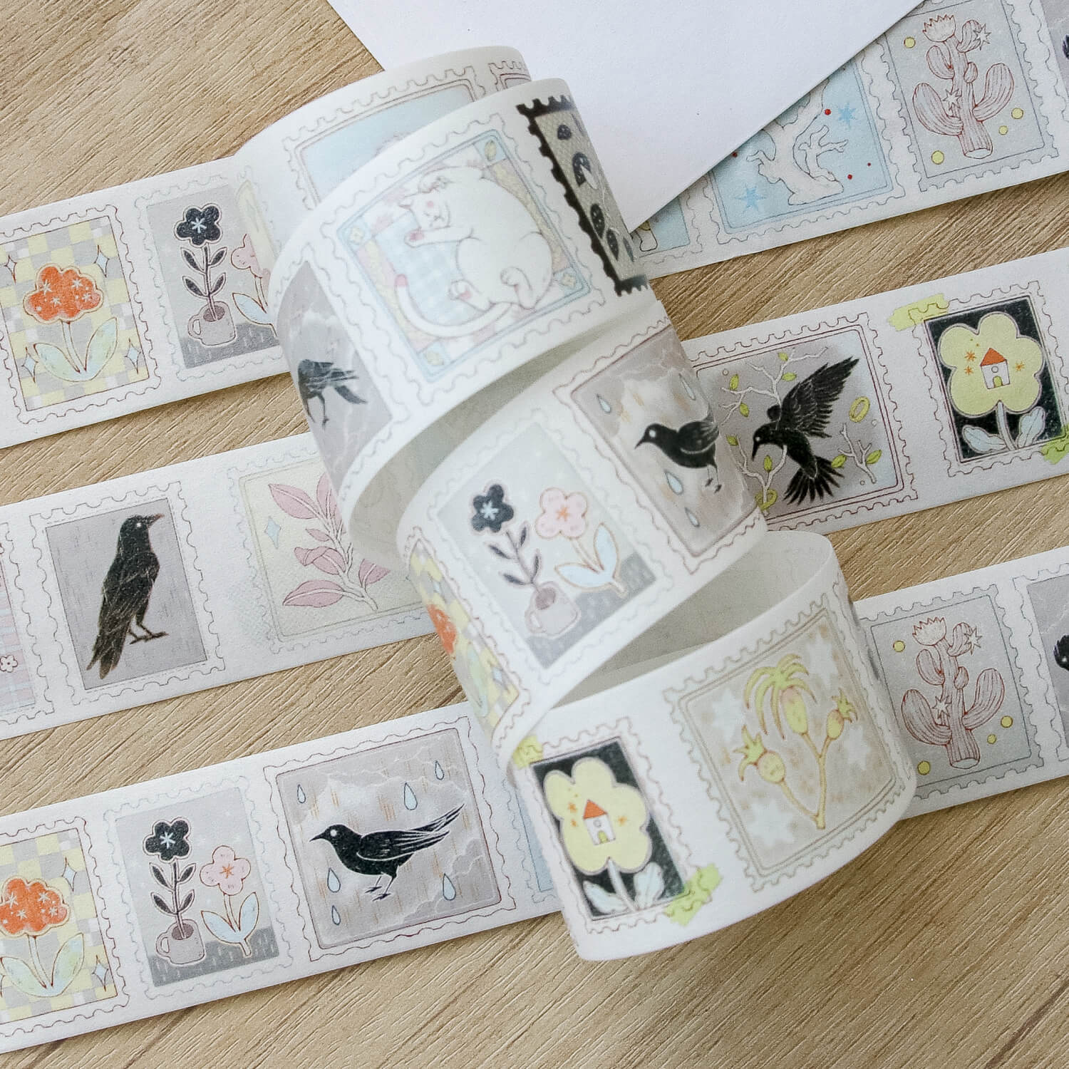 Blue Semi Washi Tape - Crow and Cat