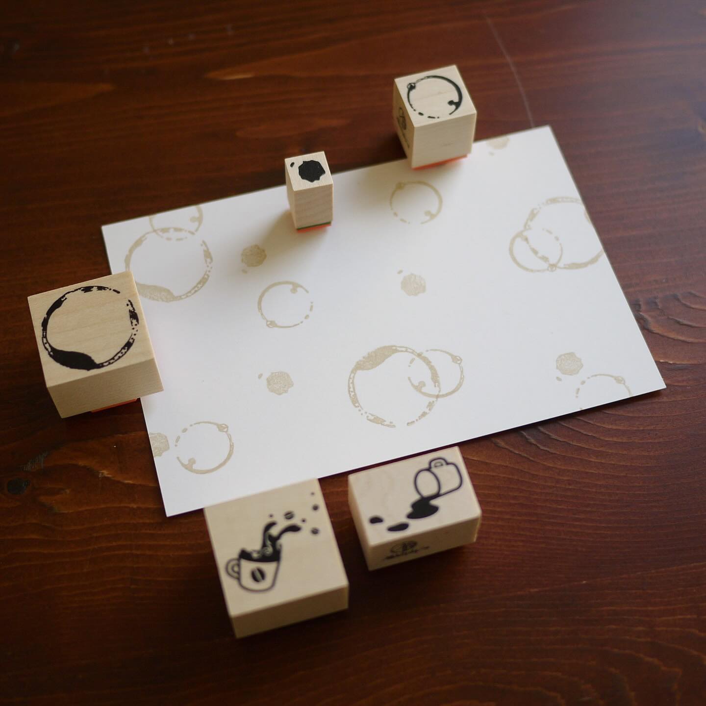 (Bungu Joshi Haku Limited Edition) Fukuwake Rubber Stamp Set – Coffee Ring Set (5 Pieces)