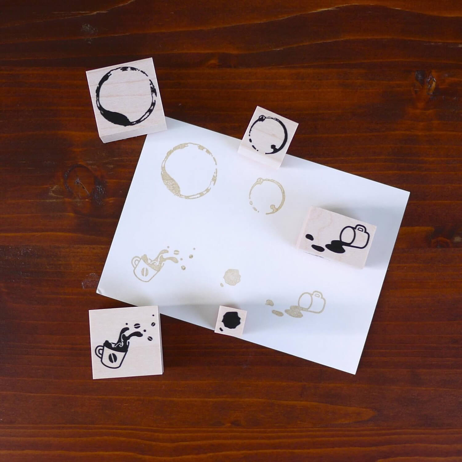 (Bungu Joshi Haku Limited Edition) Fukuwake Rubber Stamp Set – Coffee Ring Set (5 Pieces)